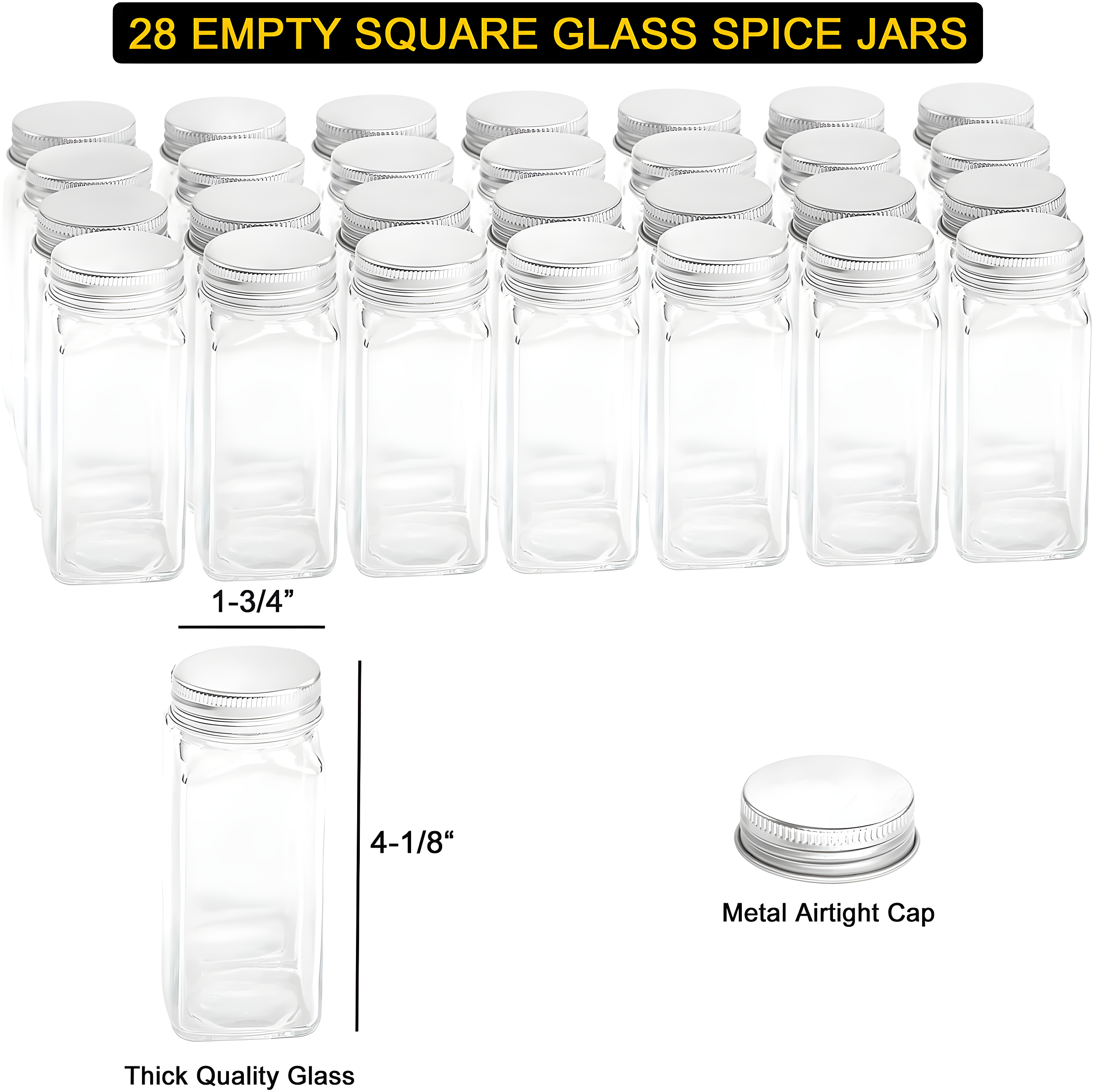 SpaceAid Spice Rack Organizer Set with Spice Jars, 386 Labels, Chalk Marker, and Funnel – For Cabinet, Countertop, Pantry, Cupboard, or Wall Mount