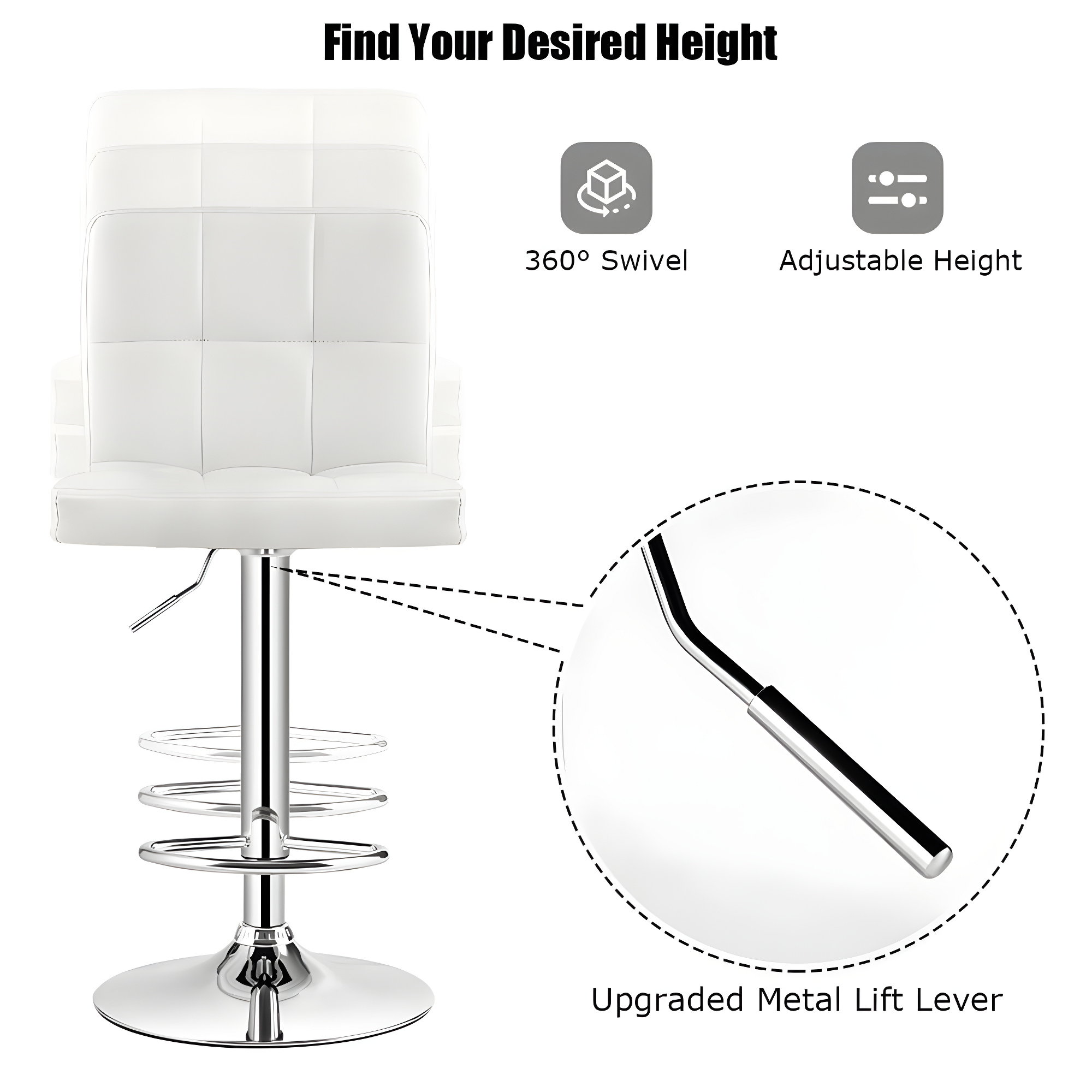 Bar Stools 1 Set Of 2, Counter Height Bar Stools, Square Cushion Bar Stools With Back, Footstool, Cafe, 2 Pieces