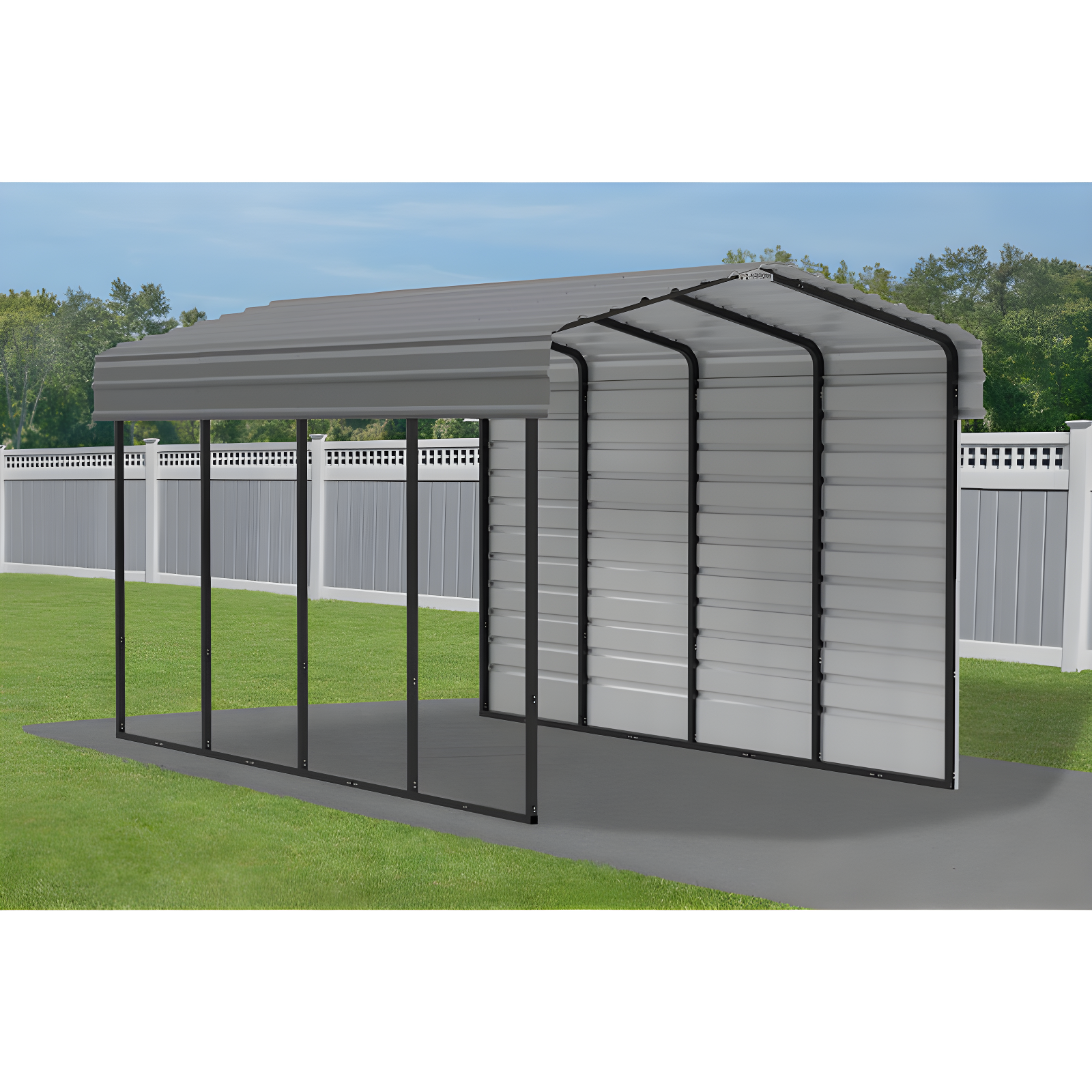 Arrow 20 x 10 ft Carport with 1-sided Enclosure