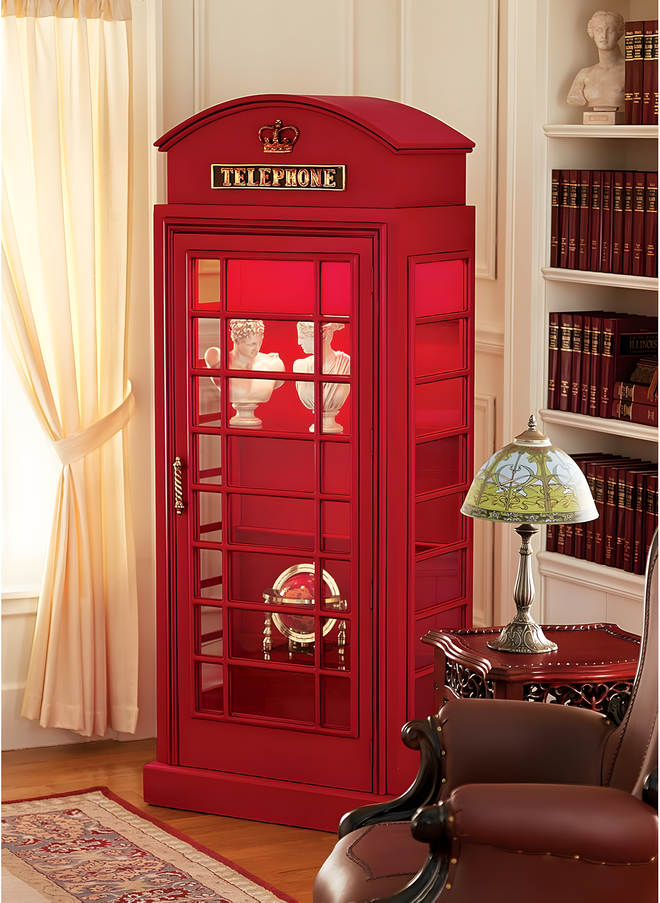 Design Toscano British Telephone Booth Display Cabinet
