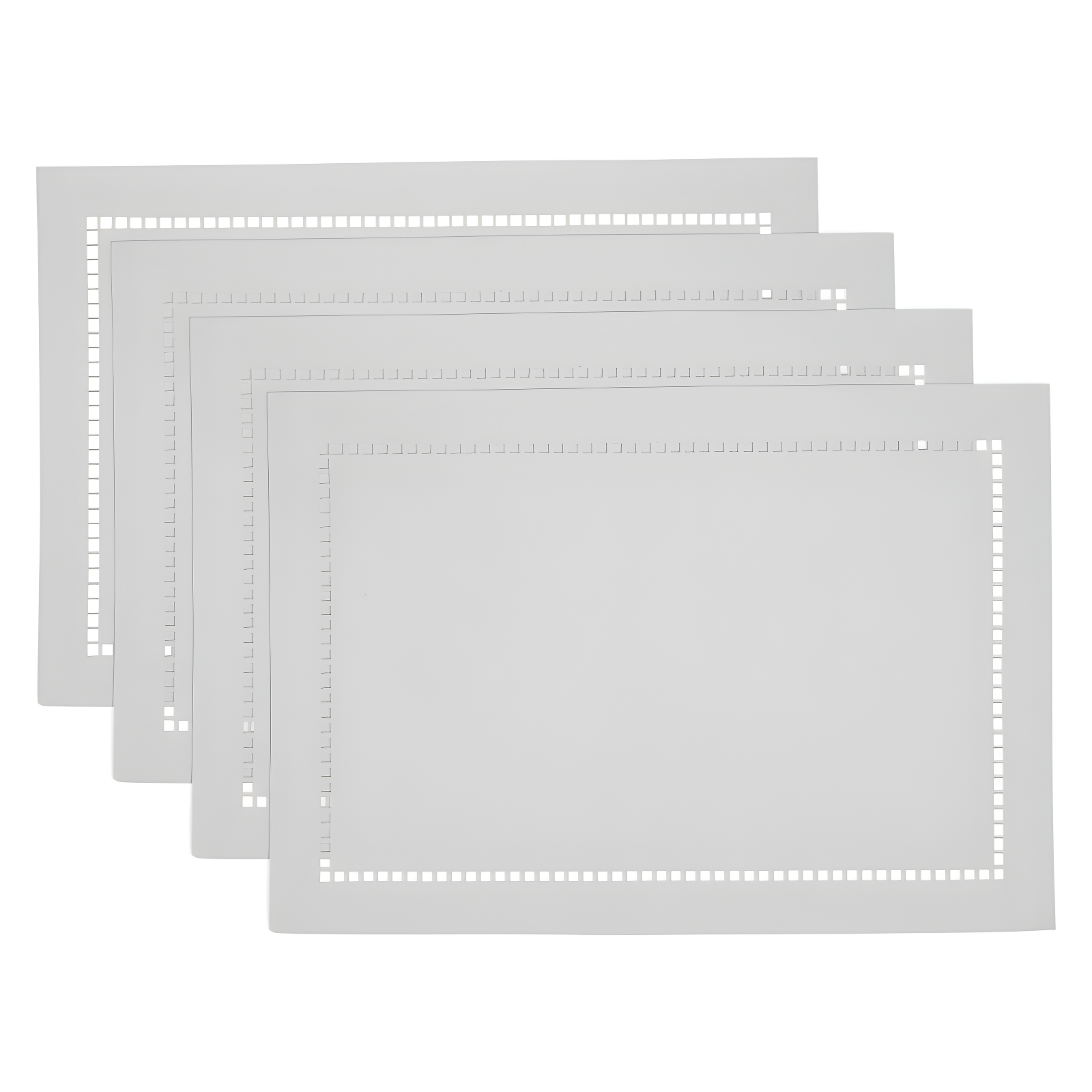 Saro Lifestyle Placemats With Laser-Cut Hemstitch Design, White, (Set of 4 pcs)
