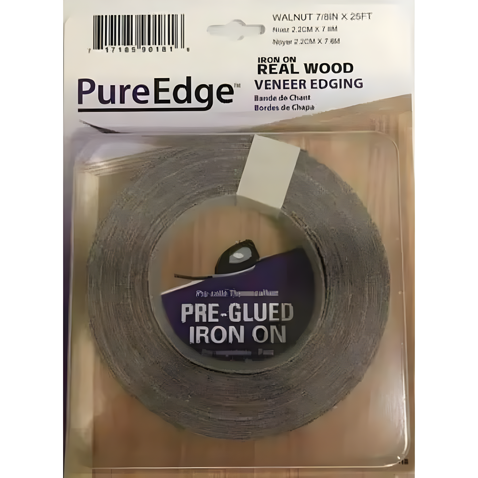 Band-It 7/8" x 25' Walnut Wood Veneer Edgebanding Pre-Glued Iron-On Ap, Each