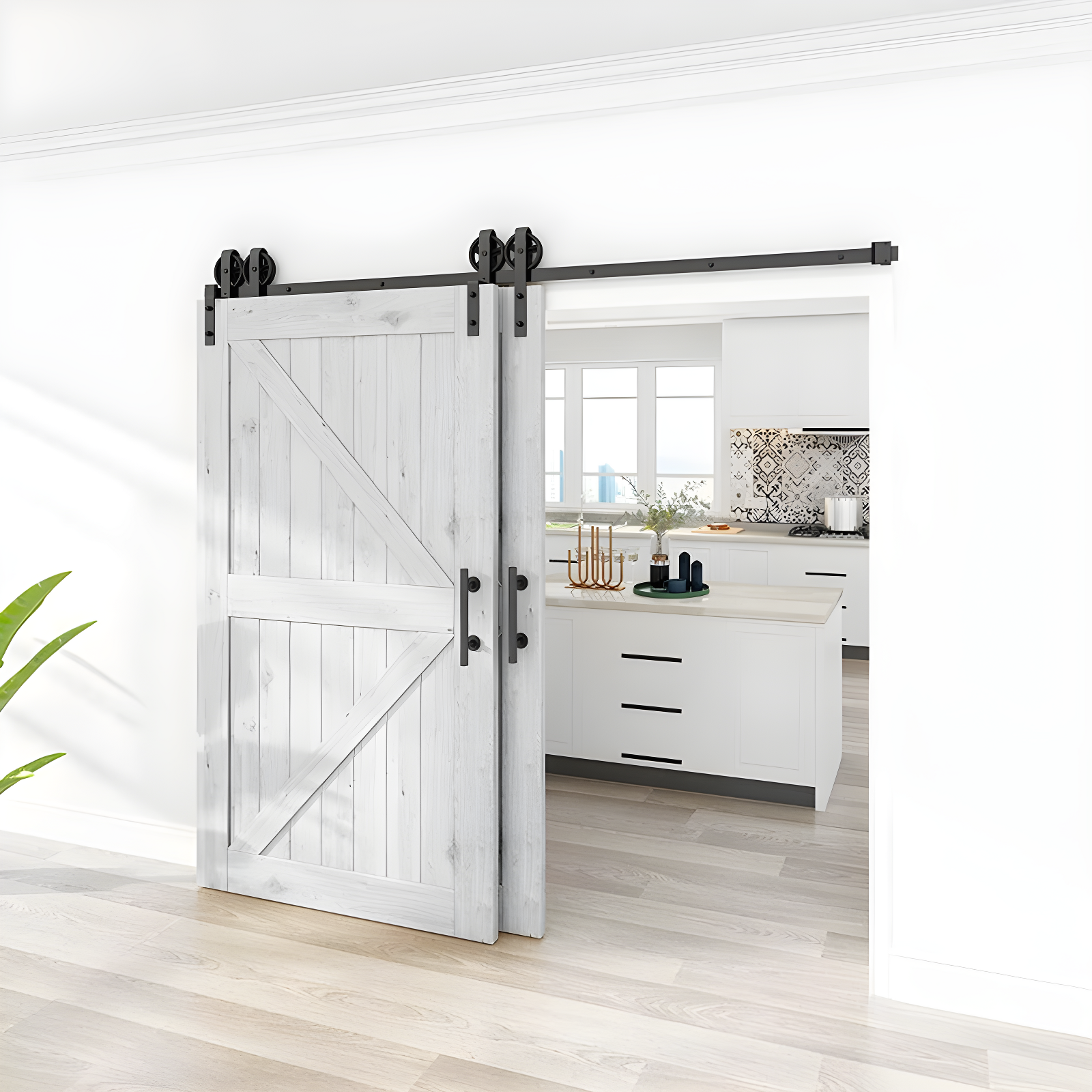 HomLux Standard Double Barn Door Hardware Kit