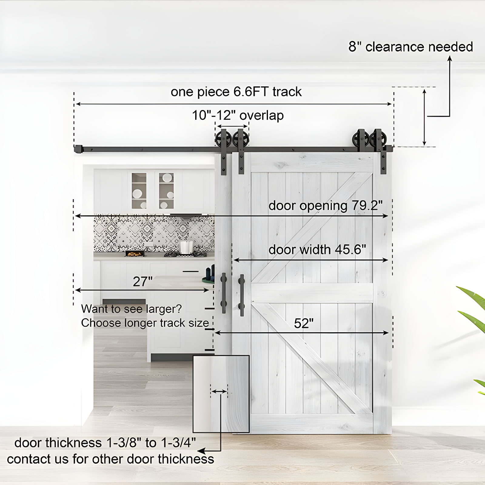HomLux Standard Double Barn Door Hardware Kit