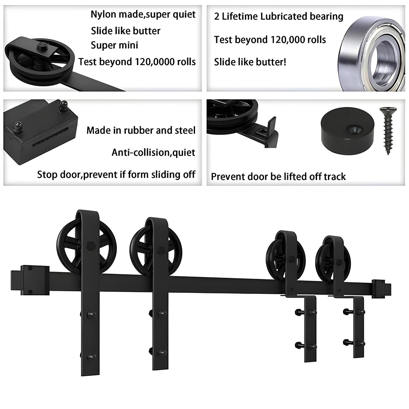 HomLux Standard Double Barn Door Hardware Kit