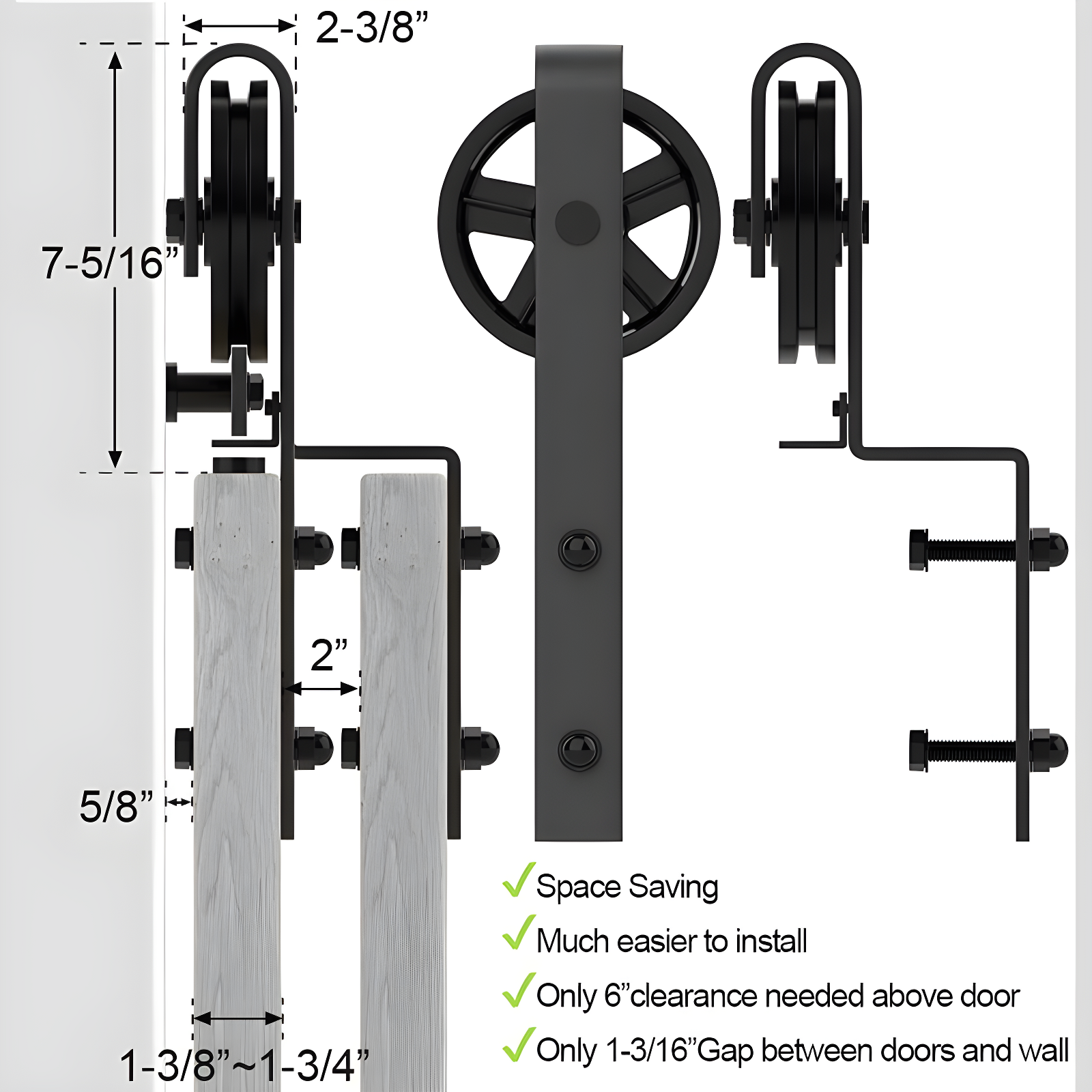 HomLux Standard Double Barn Door Hardware Kit