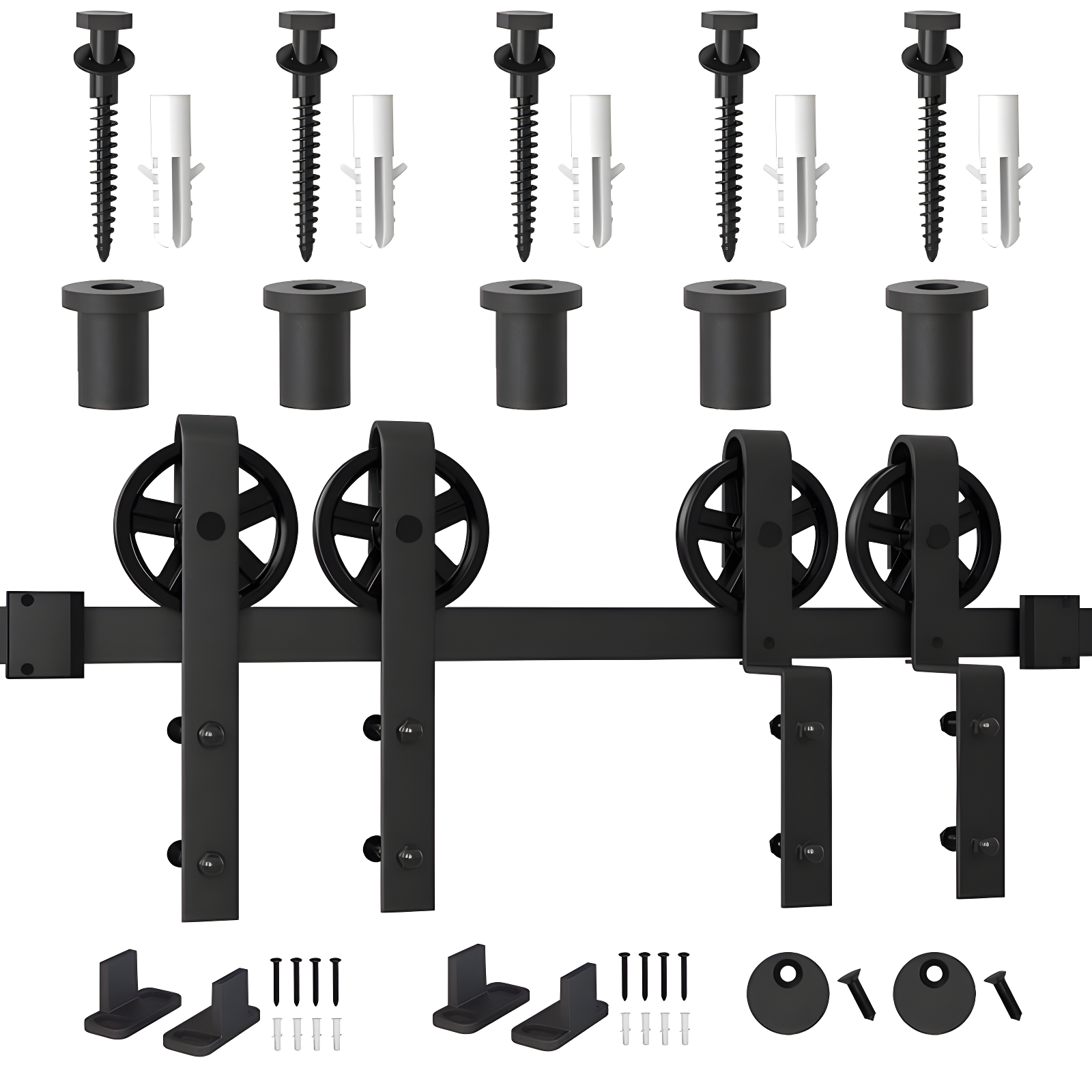 HomLux Standard Double Barn Door Hardware Kit
