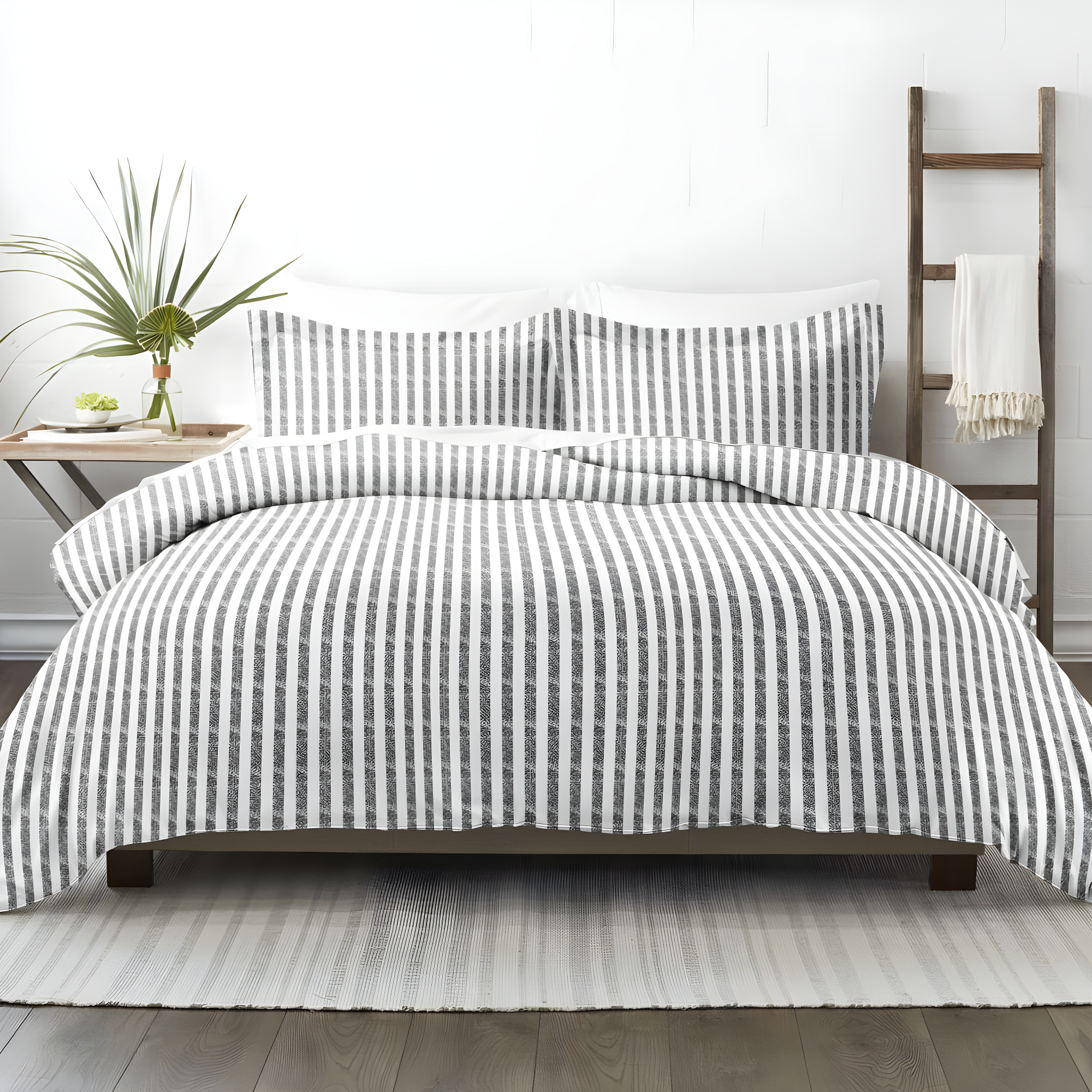Becky Cameron 3 Piece Rugged Stripe Pattern Duvet Cover Set