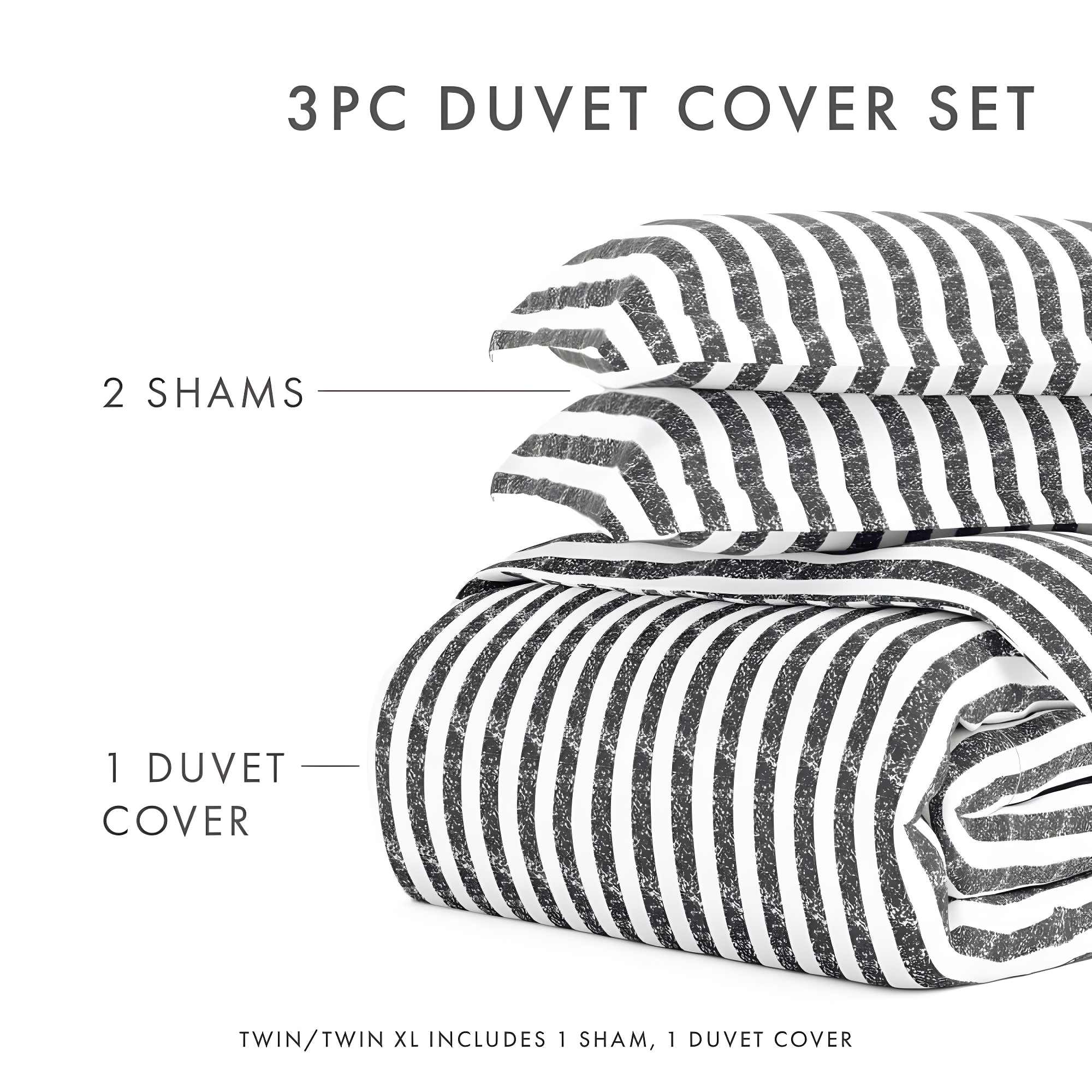 Becky Cameron 3 Piece Rugged Stripe Pattern Duvet Cover Set
