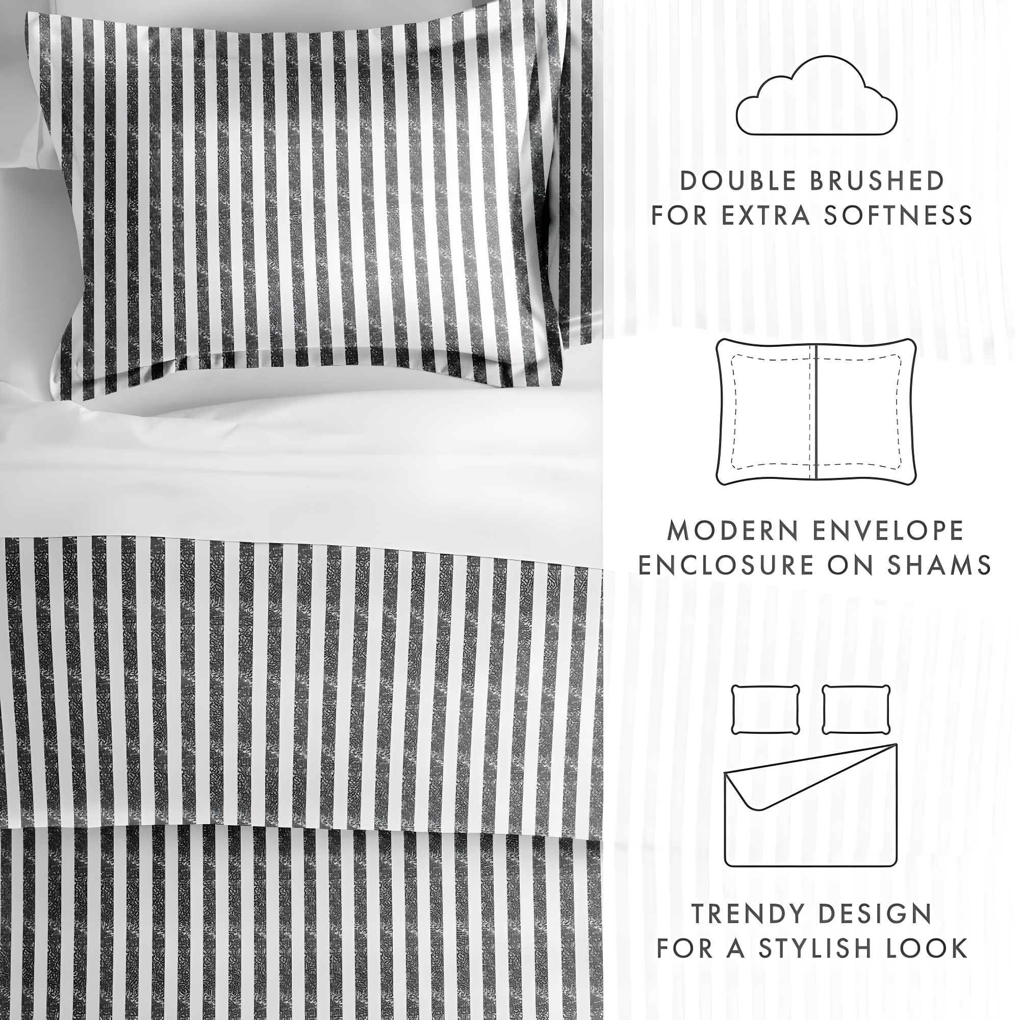 Becky Cameron 3 Piece Rugged Stripe Pattern Duvet Cover Set