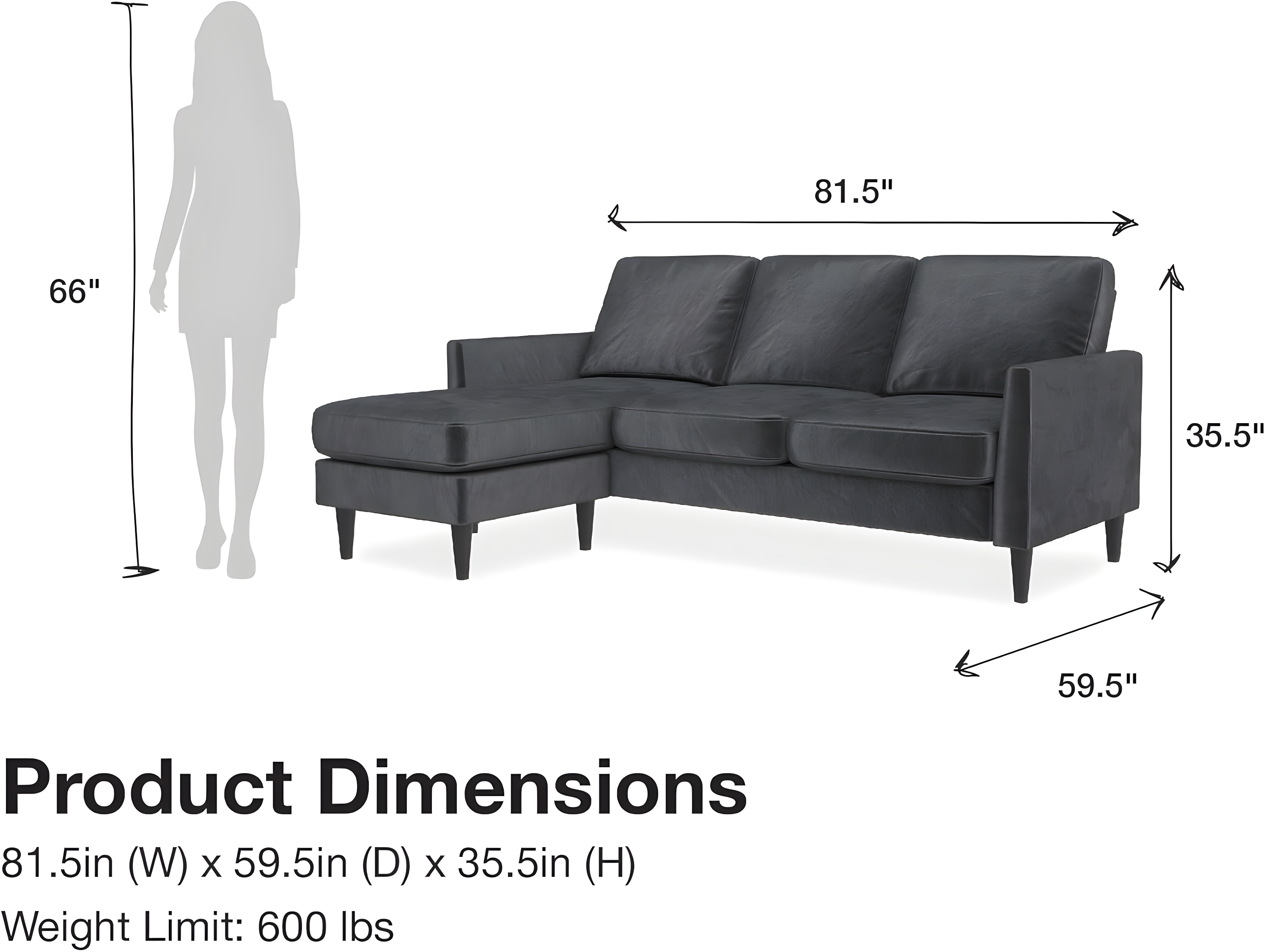 Winston 81.5" Wide Reversible Sofa & Chaise with Ottoman