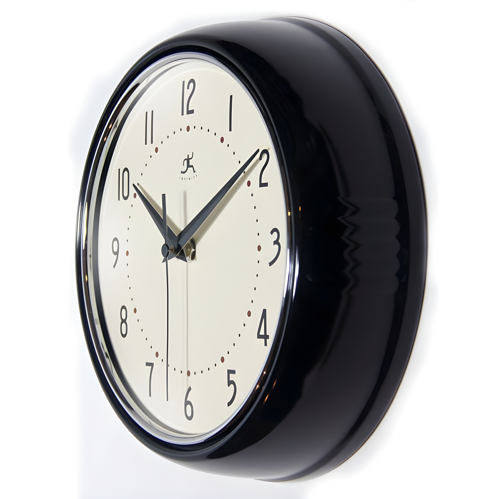 9.5" Retro Metal Wall Clock Black - Infinity Instruments