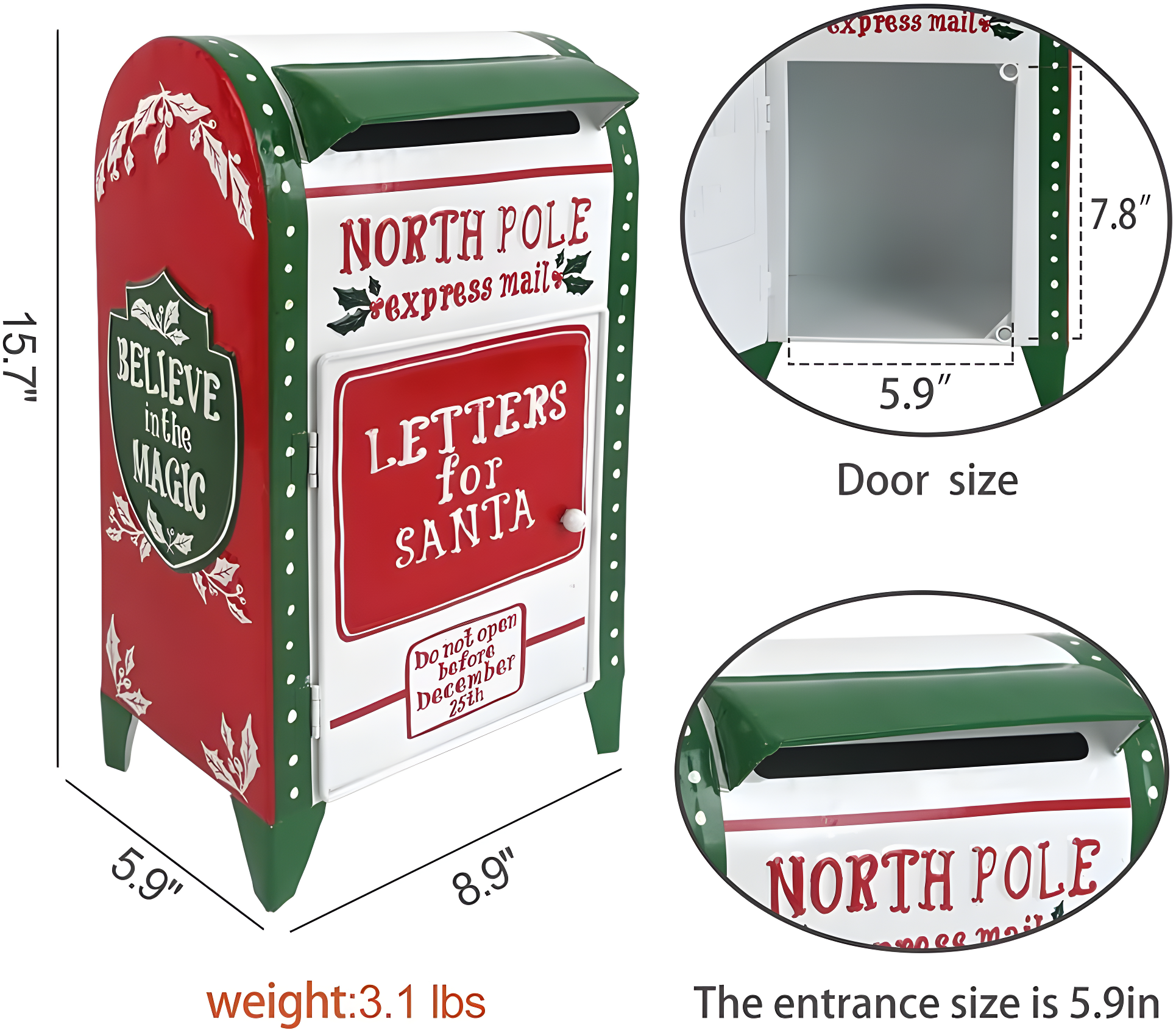 Letters To Santa Mailbox North Pole Post Vintage Mailbox Mailbox Letters Decoration Boxes Christmas Farmhouse Decor