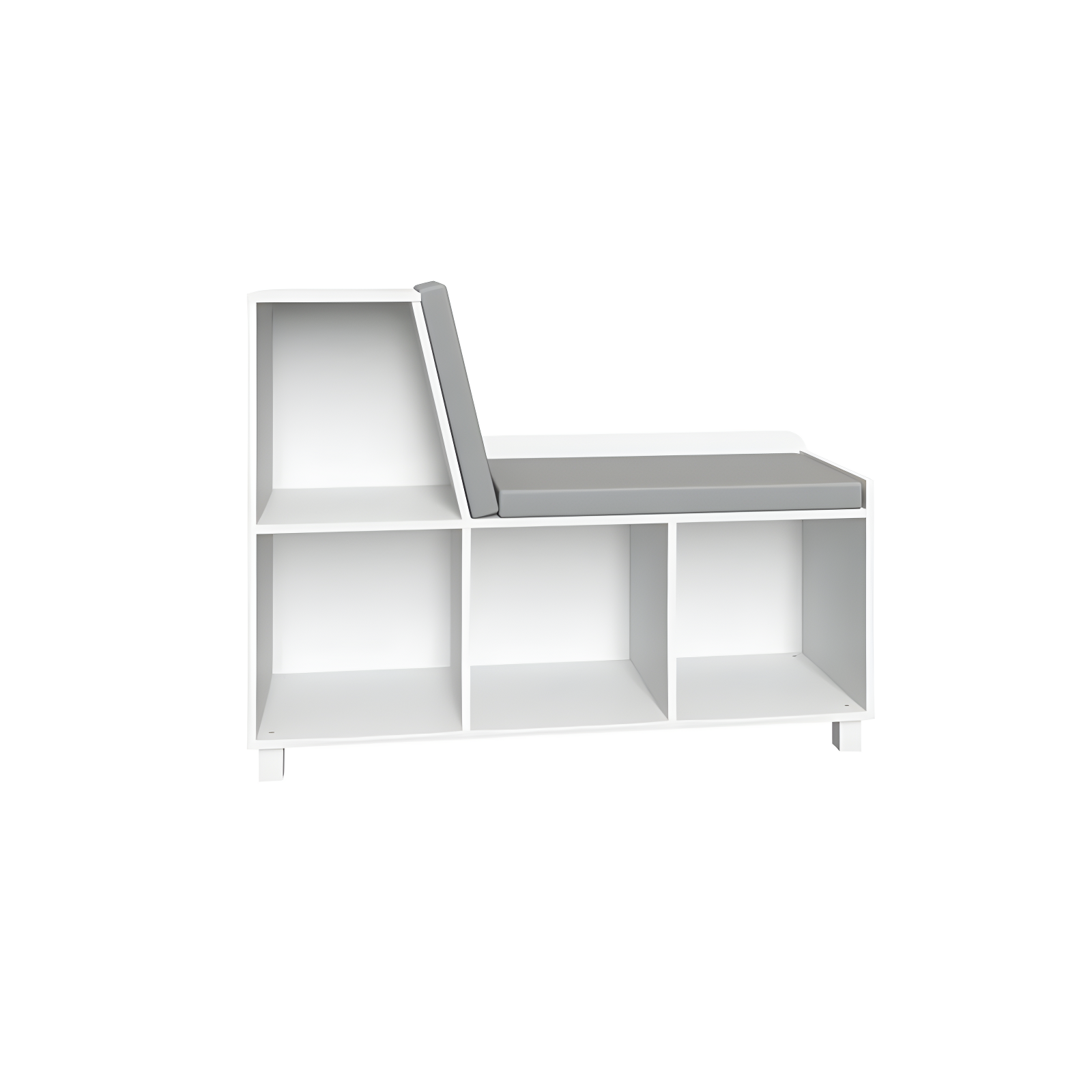 RiverRidge Home RiverRidge Kids Reading Book Nook Cushioned Toy Storage Bench with Cubby Organizers and 2 Fabric Bins- White