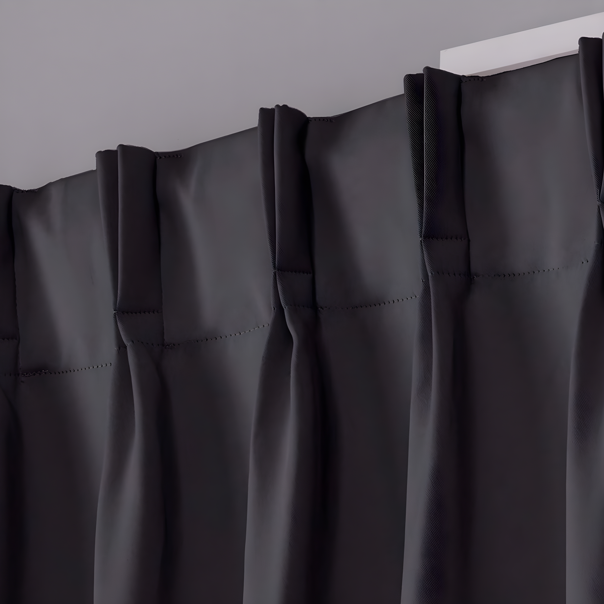 Set of 2 108"x52" Sateen Pinch Pleat Woven Blackout Back Tab Window Curtain Panel Dark Gray - Exclusive Home: Thermal Insulated