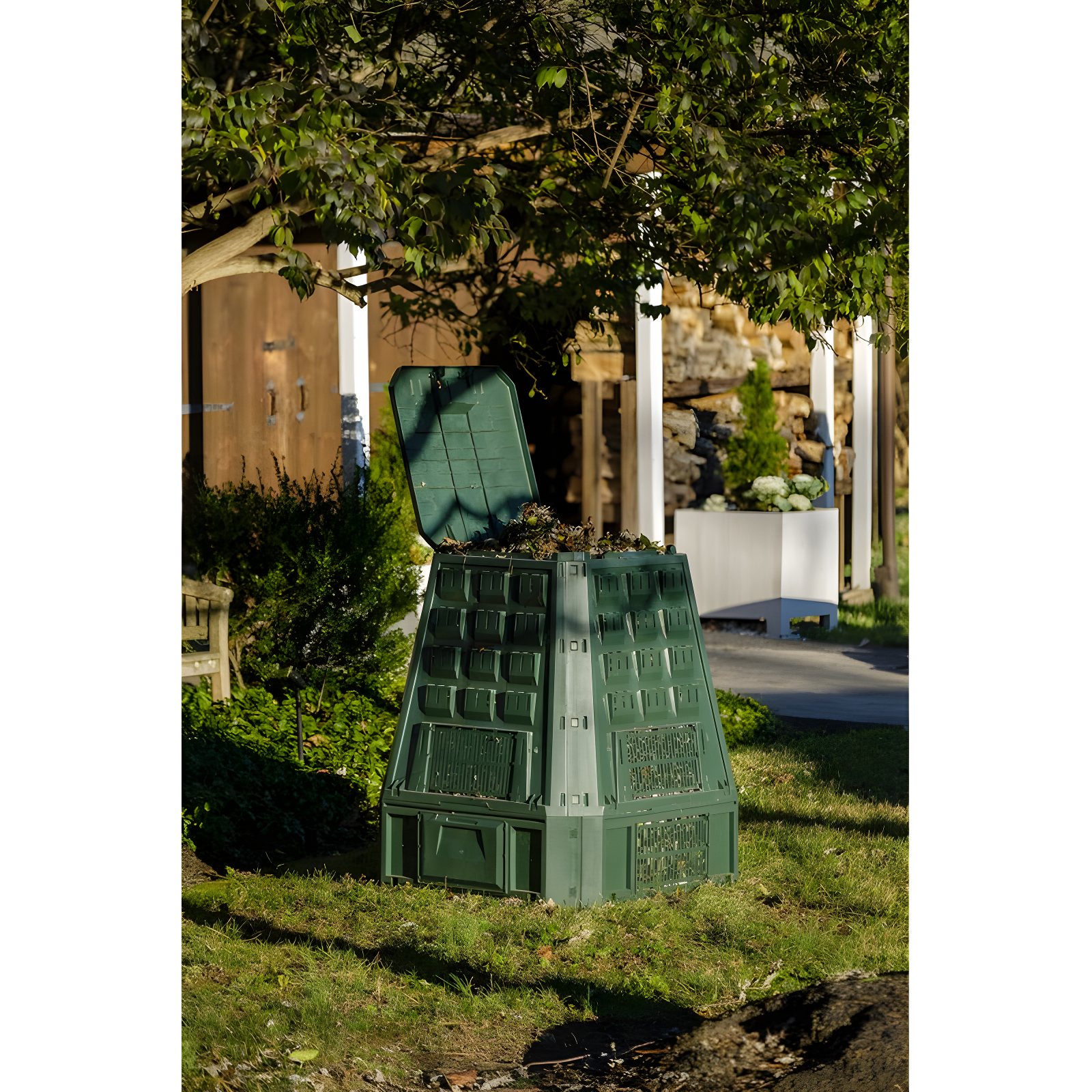 Alfresco Home 180 Gallons Plastic Outdoor Stationary Composter with Latching Lid