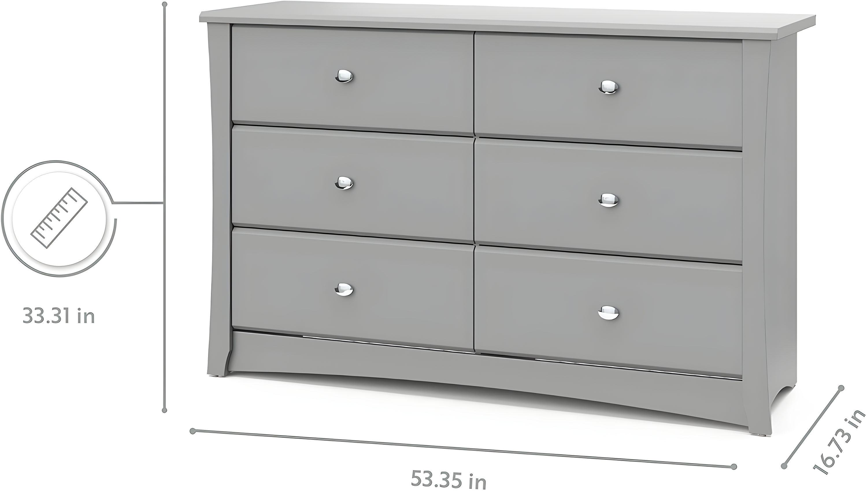 Crescent 6 Drawer Double Dresser