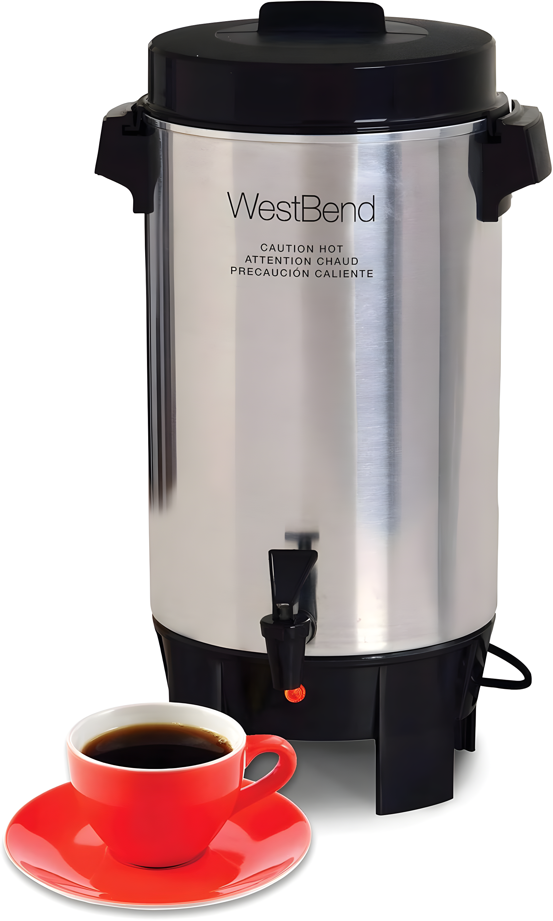 west bend 58002 highly polished aluminum commercial coffee urn features automatic temperature control large capacity with quick brewing easy prep and clean up, 42-cup, silver