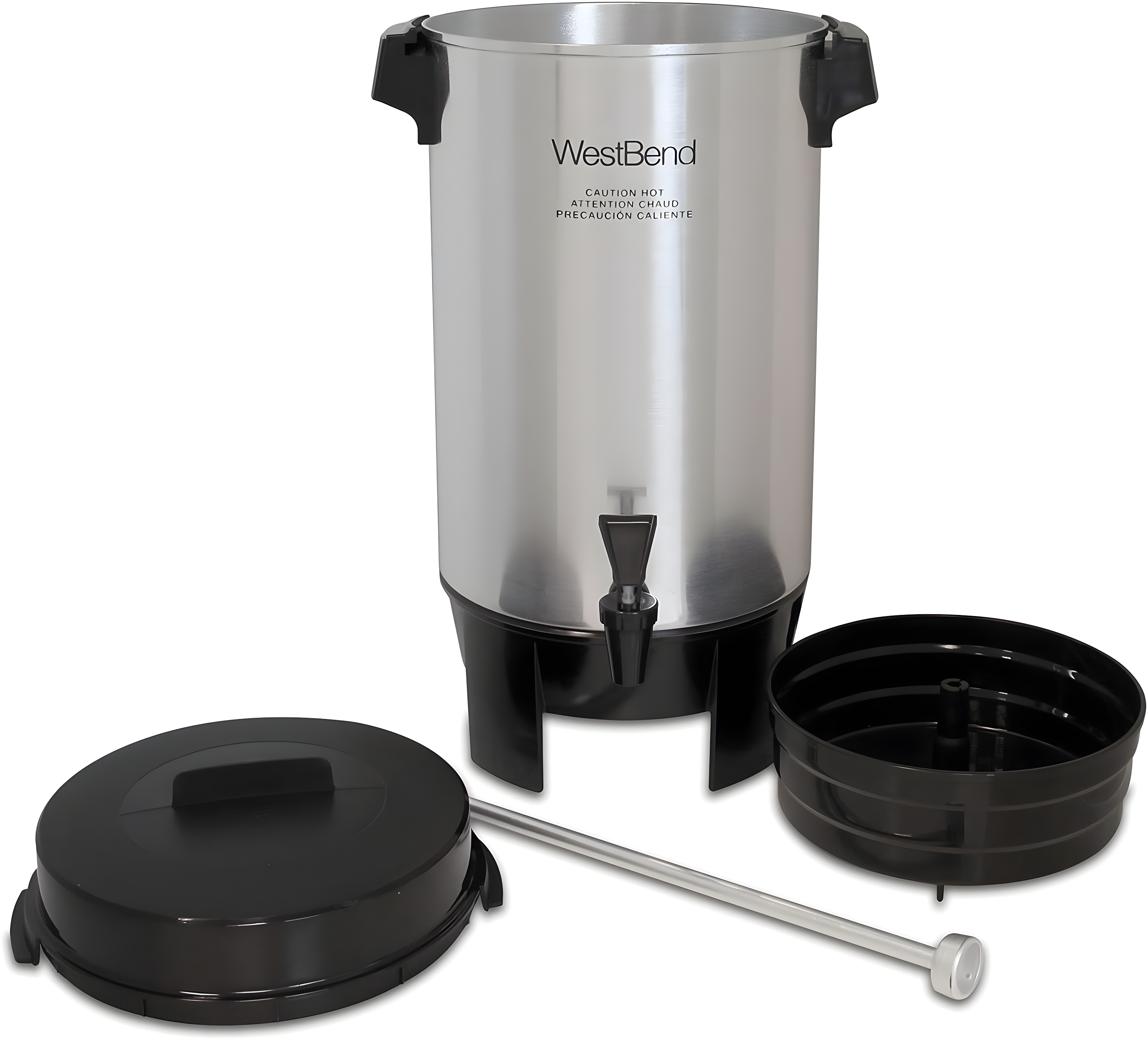 west bend 58002 highly polished aluminum commercial coffee urn features automatic temperature control large capacity with quick brewing easy prep and clean up, 42-cup, silver