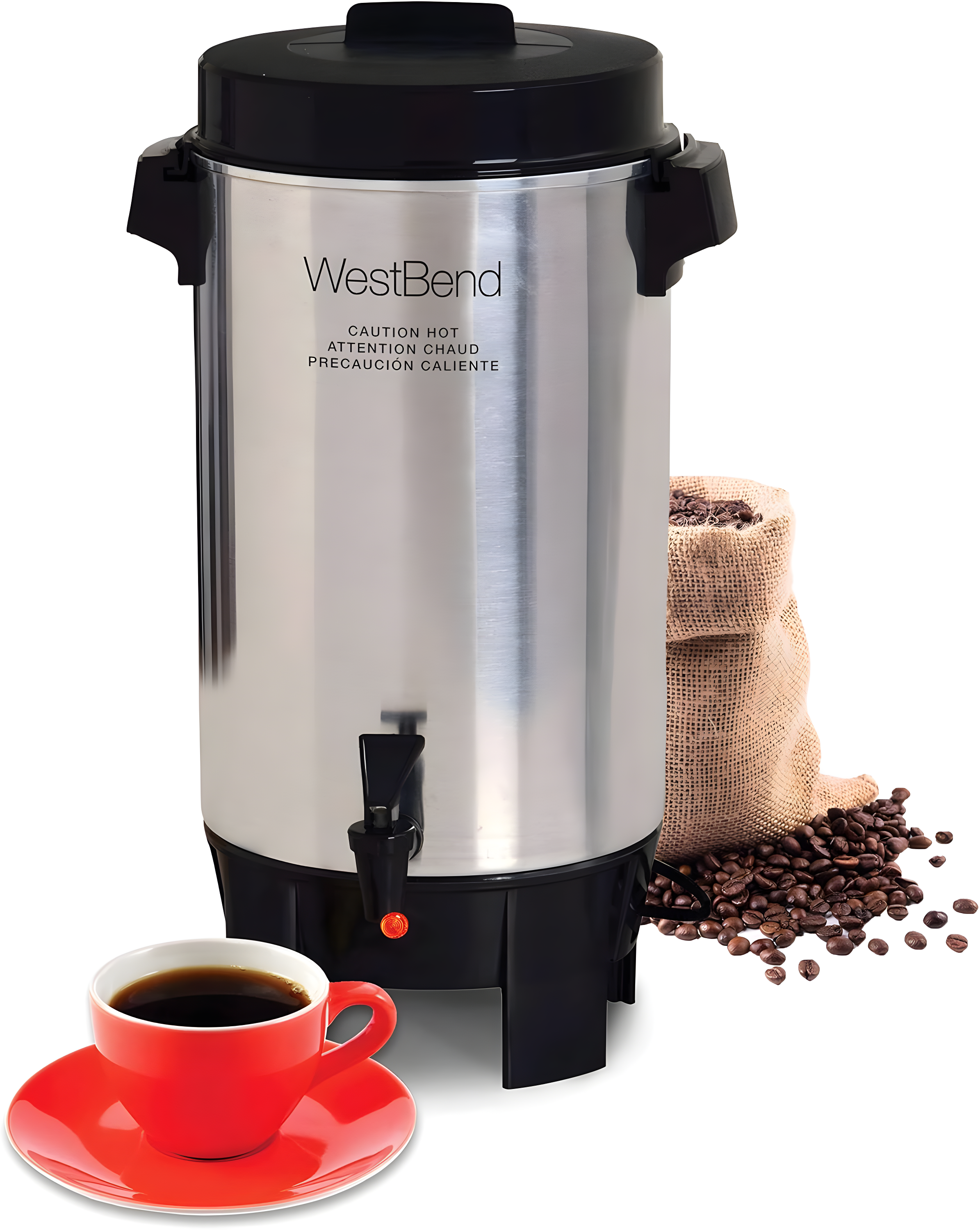 west bend 58002 highly polished aluminum commercial coffee urn features automatic temperature control large capacity with quick brewing easy prep and clean up, 42-cup, silver