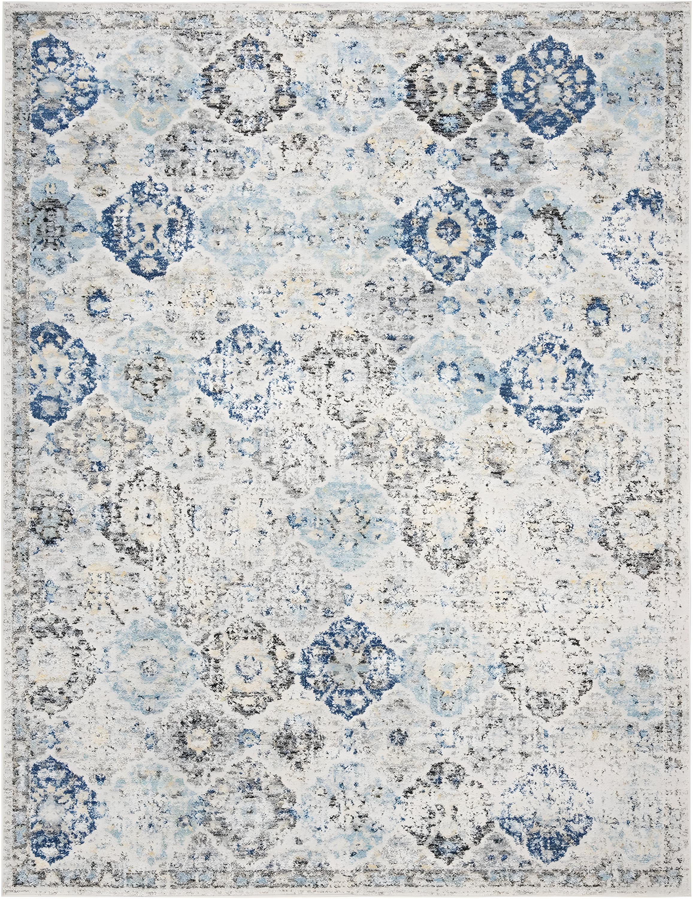 SAFAVIEH Madison Judith Distressed Area Rug, Ivory/Aqua, 12' x 15'