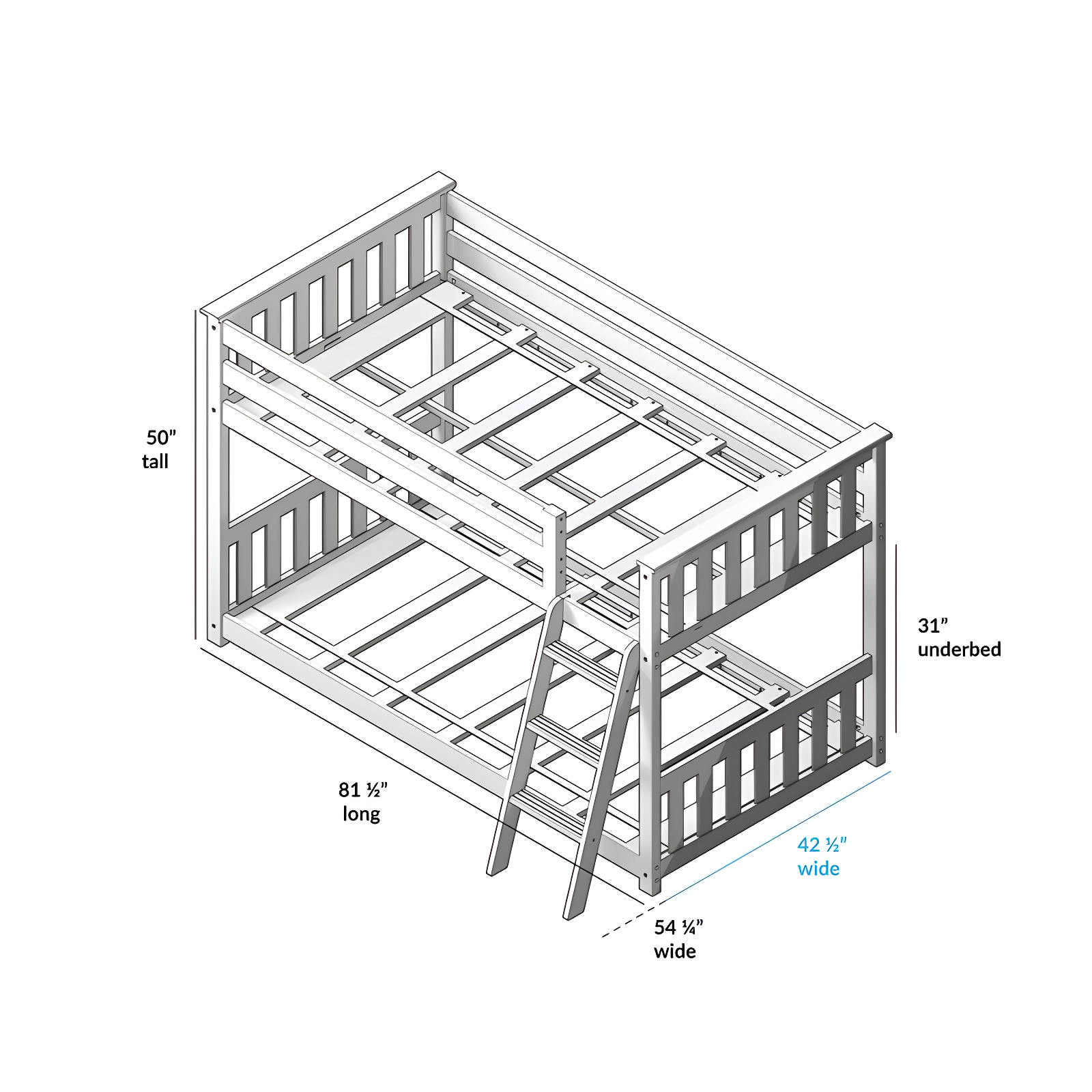 Max & Lily Twin over Twin Bunk Bed for Kids, Solid Wood Low Bunk Beds with Ladder, Natural