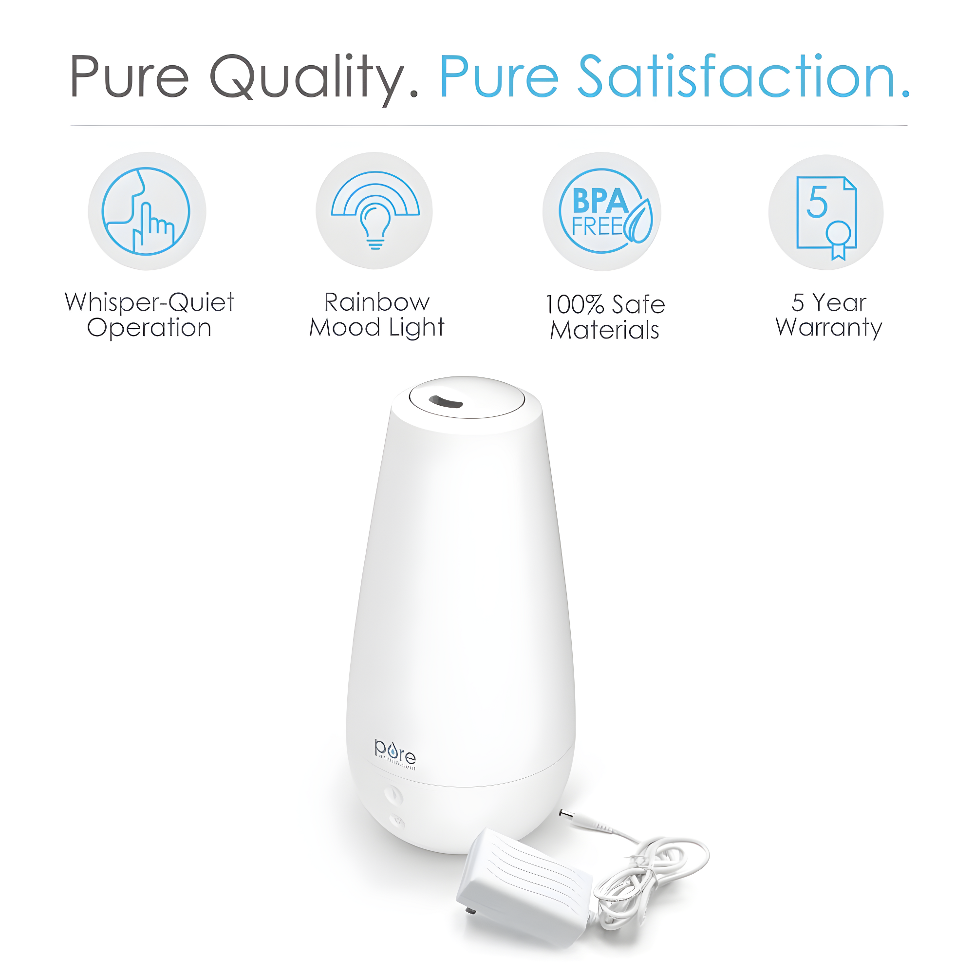 Pure White Ultrasonic Aroma Diffuser with Automatic Shutoff