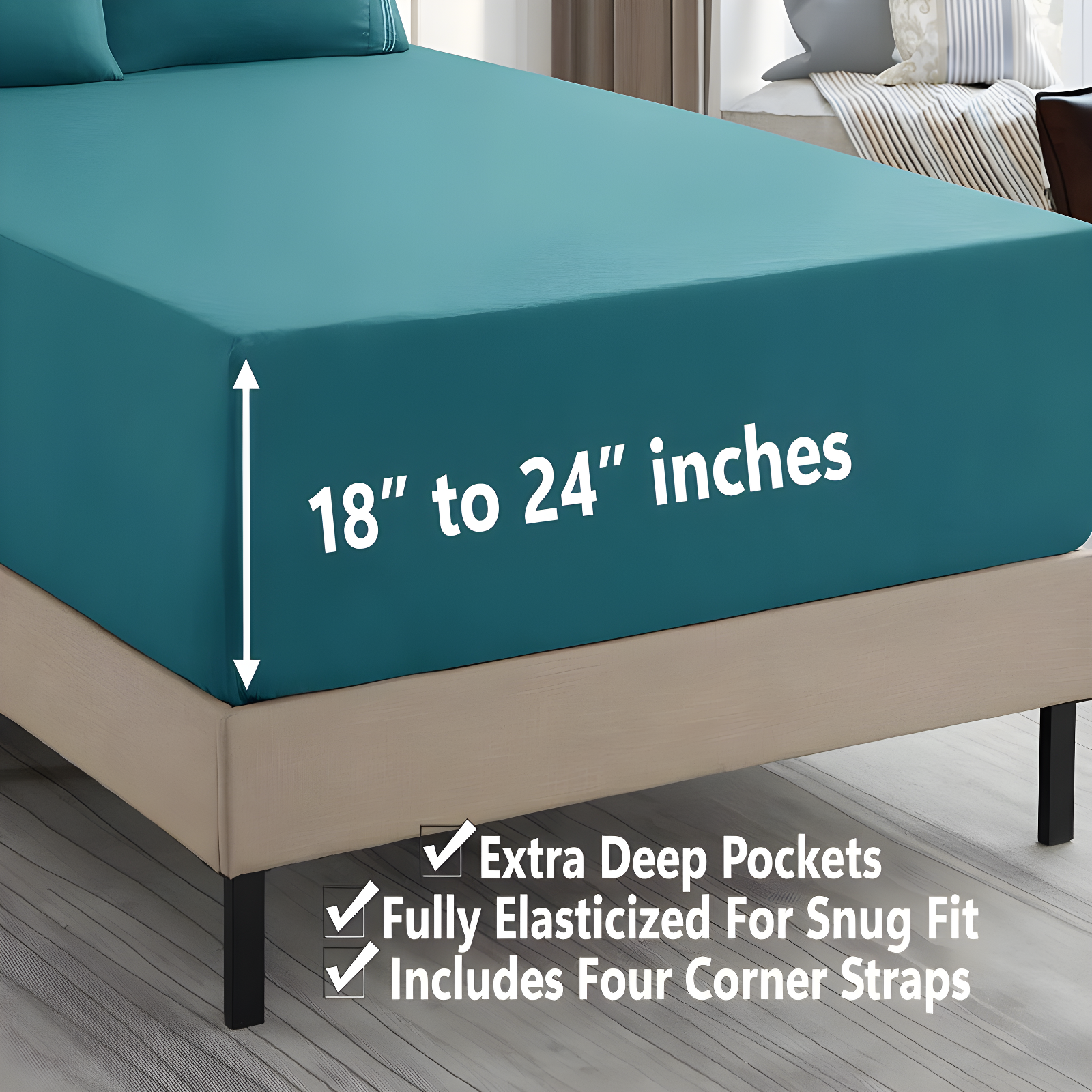 Sweet Home Collection 18-24" Extra Deep Pocket Ultra Soft Microfiber Solid Sheet Set