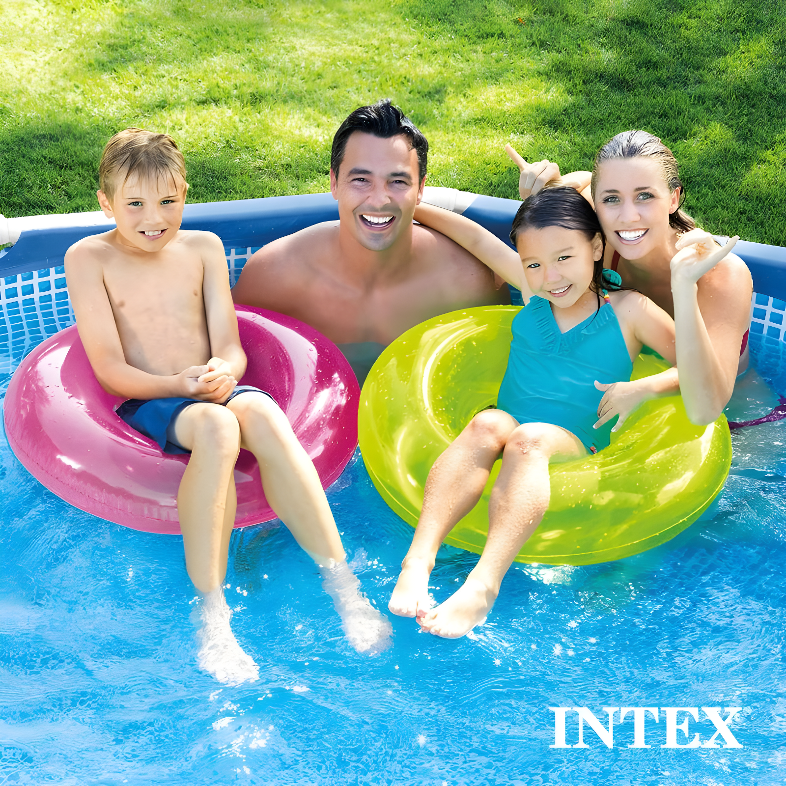 Intex Intex Round Metal Frame Outdoor Backyard Above Ground Swimming Pool