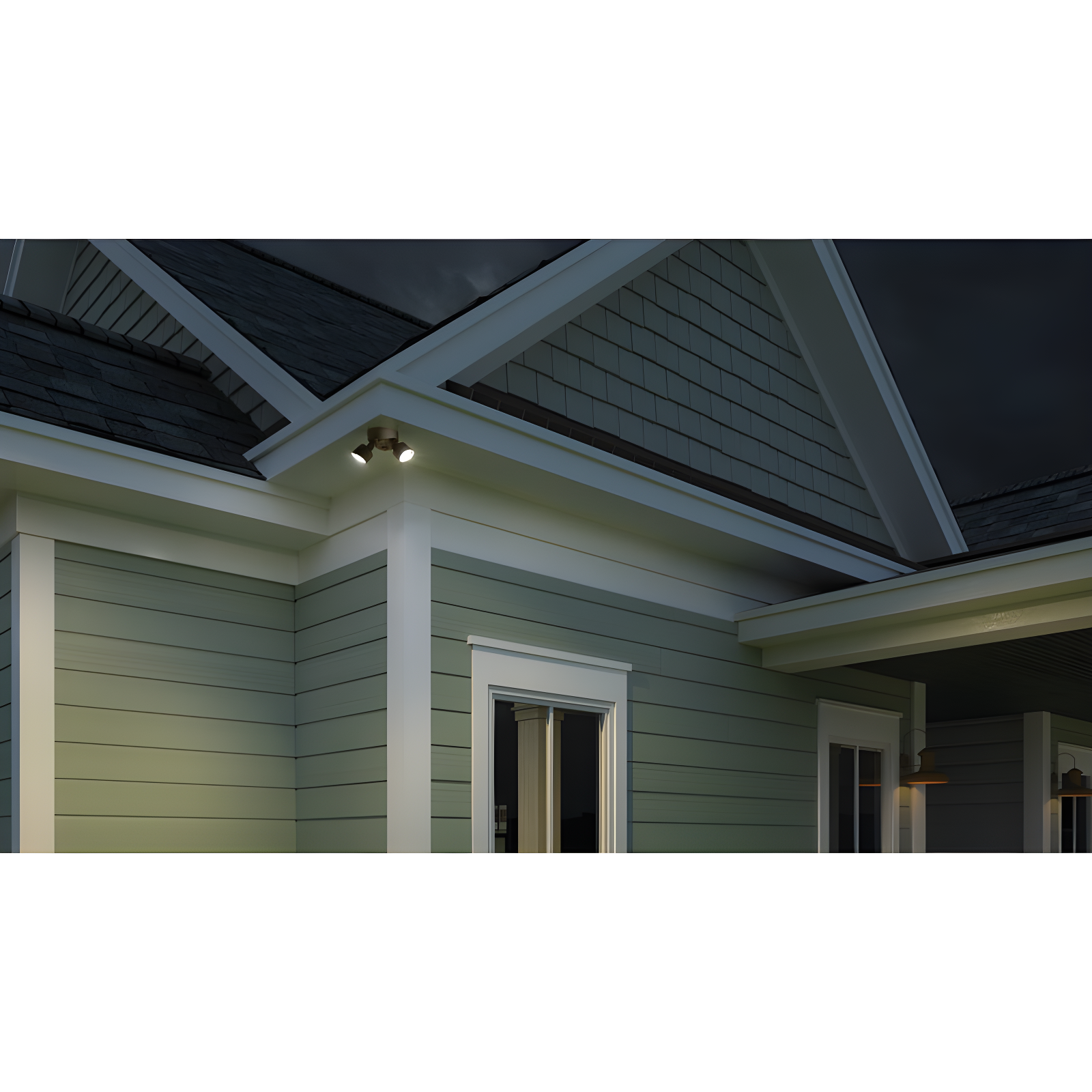 2 - Head Hardwired Dusk to Dawn Outdoor Security Flood Light with Motion Sensor