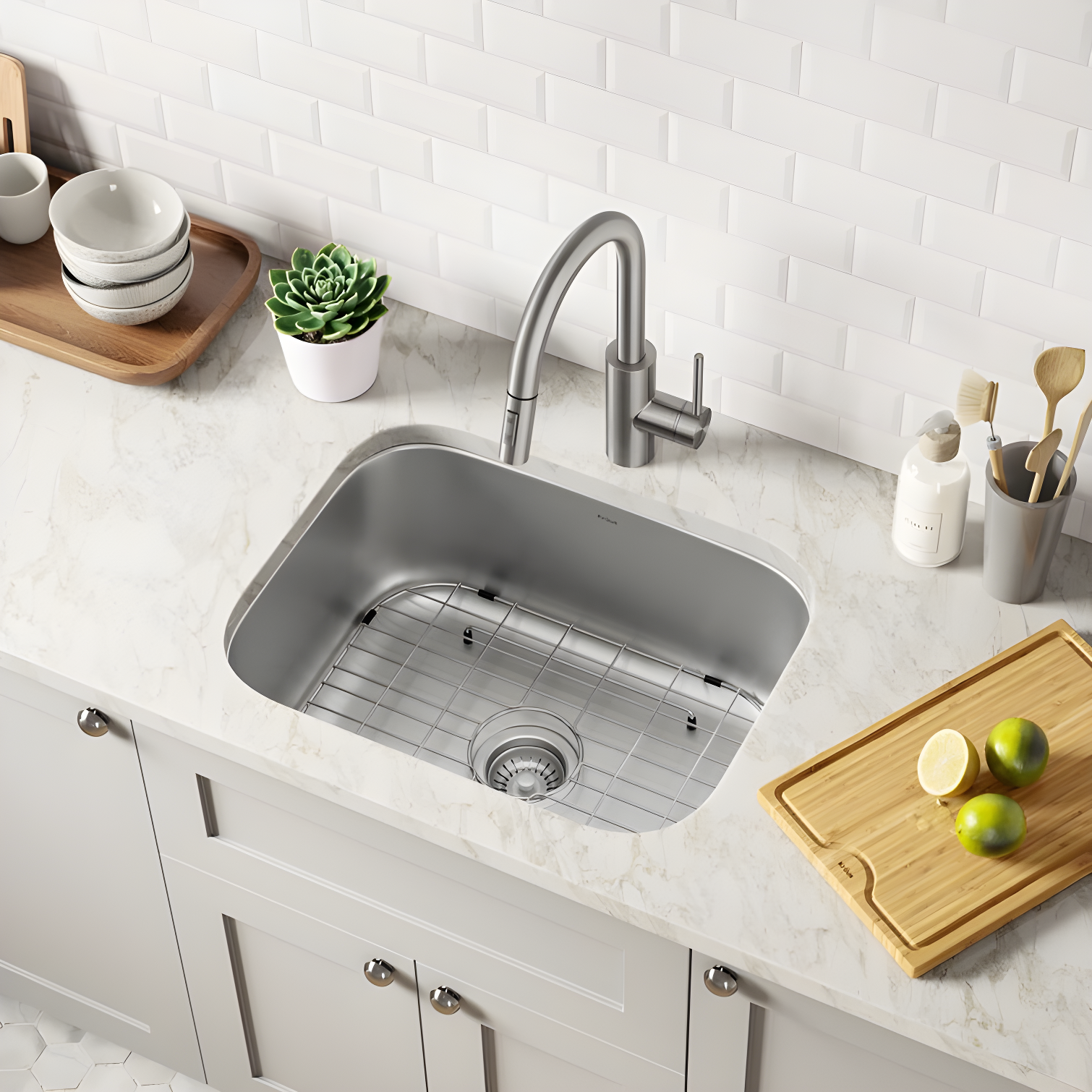KRAUS Premier 16 Gauge Undermount Single Bowl Stainless Steel Kitchen Sink