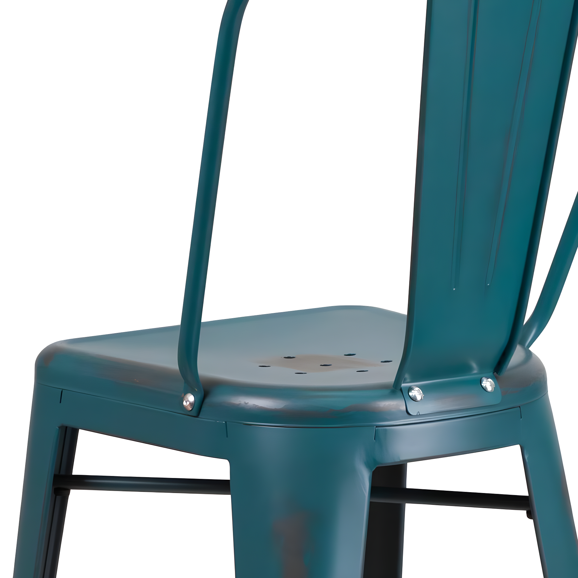 Flash Furniture Commercial Grade 30" High Distressed Kelly Blue-Teal Metal Indoor-Outdoor Barstool with Back
