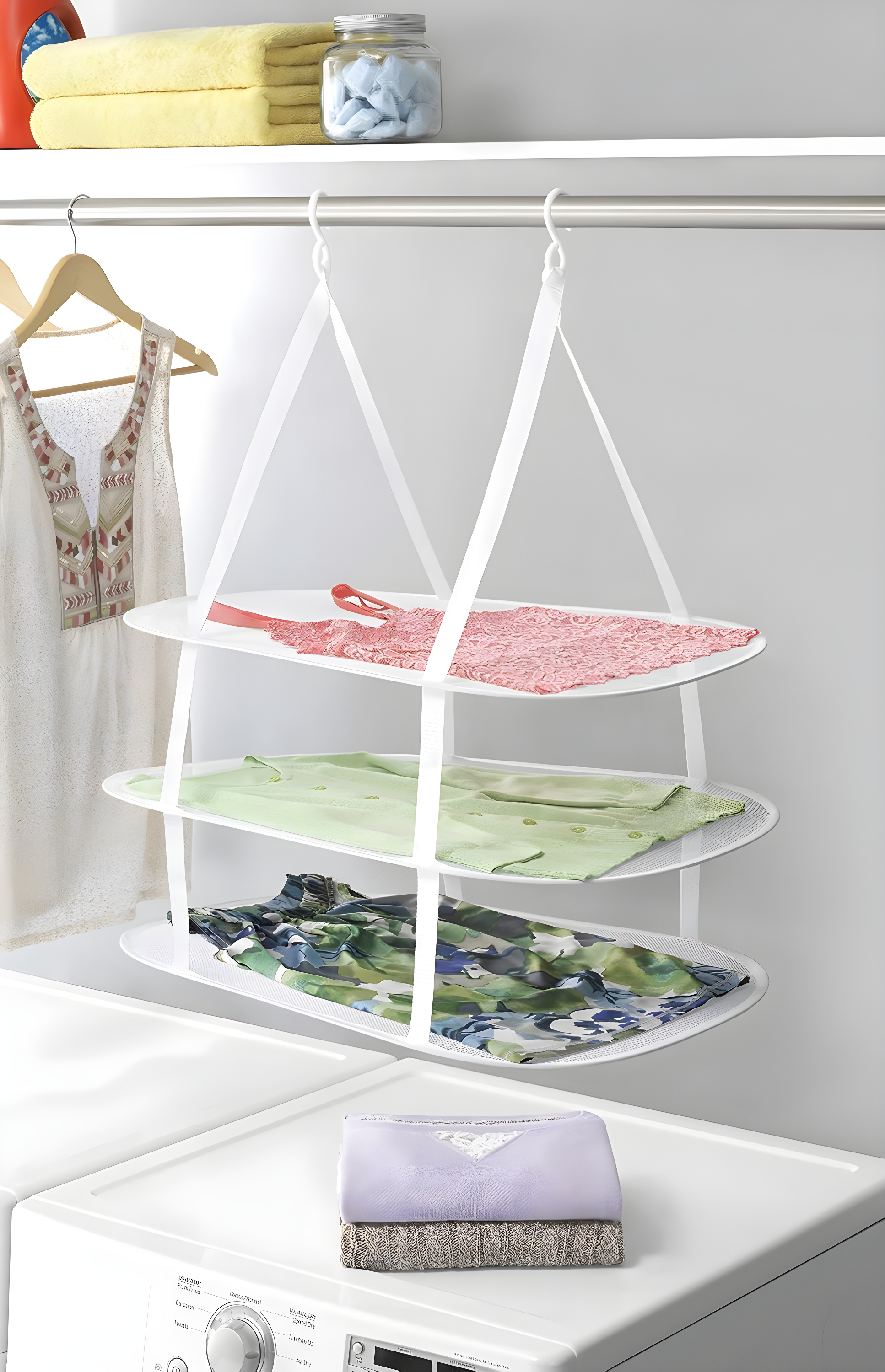 Whitmor  33 x 27.25 x 19.25 in. Steel Hanging Collapsible Clothes Drying Rack, White