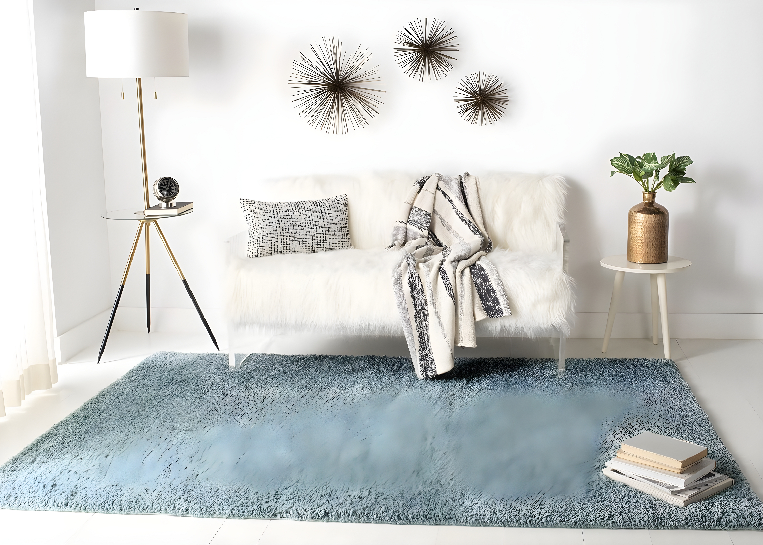 August Shag 900 AUG900 Power Loomed Indoor Area Rug - Aqua - 8'x10' - Safavieh