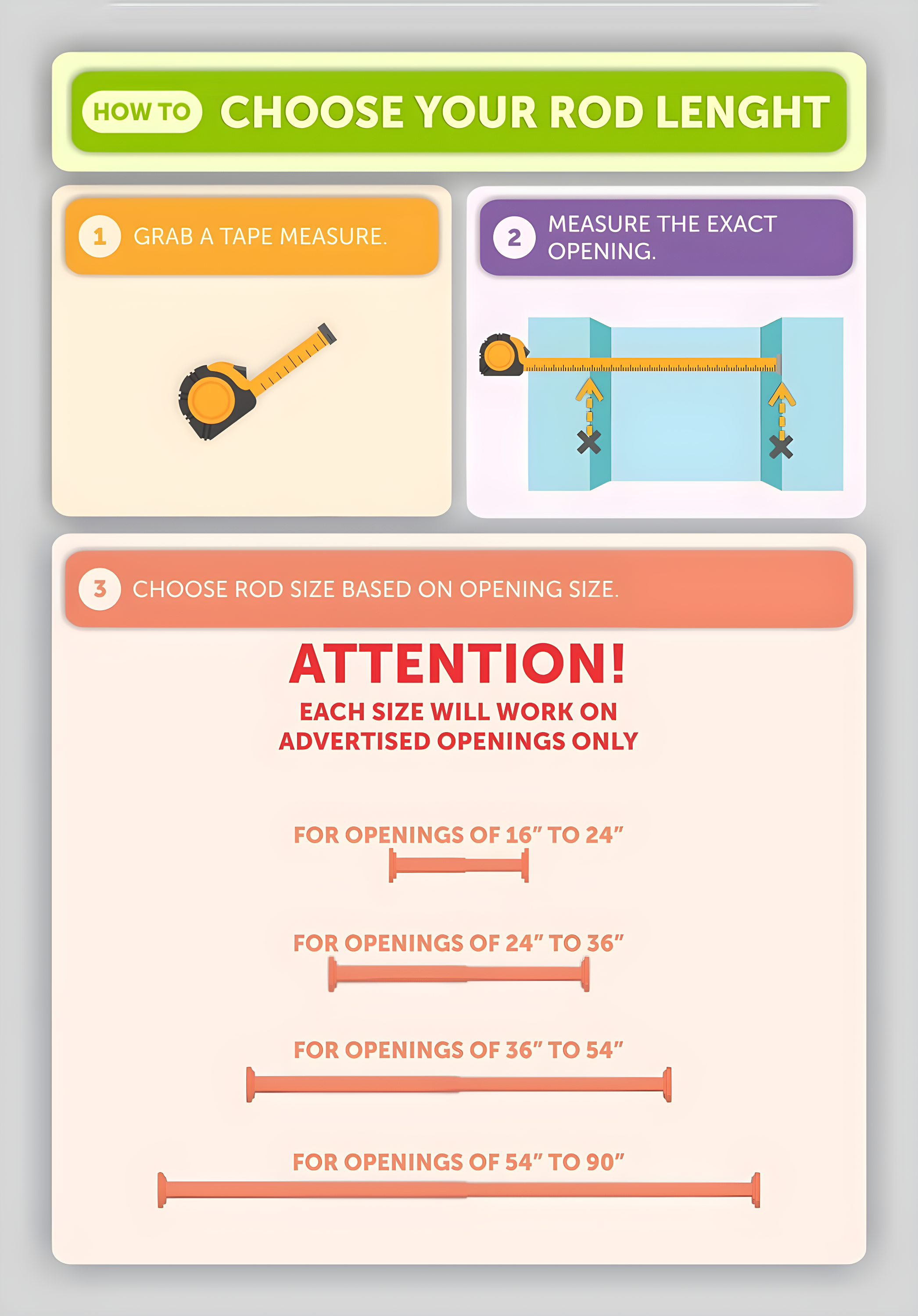 Ivilon Tension Curtain Rod - Hexagonal Spring Tension Rod for Windows or Shower, 24 to 36 Inch, White