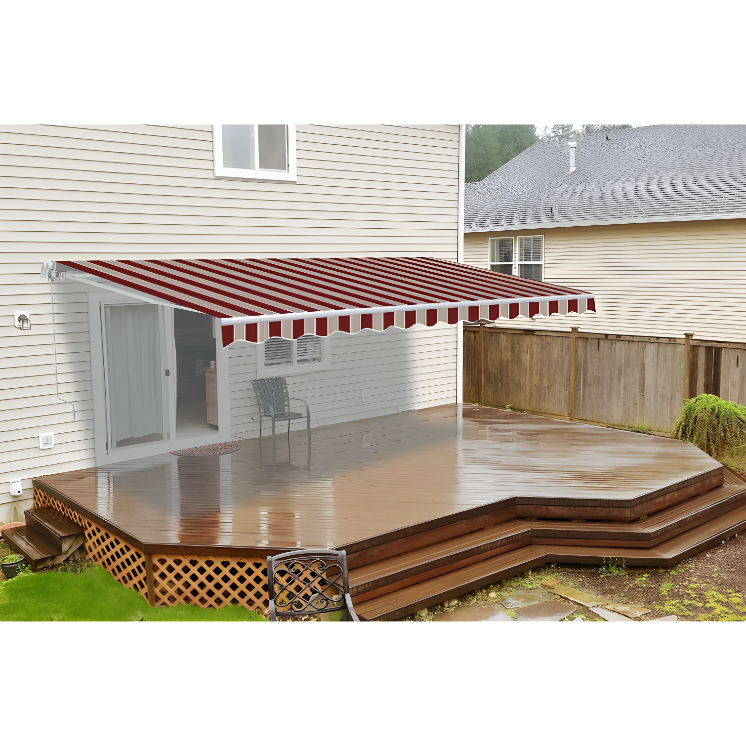 Motorized Retractable White Frame Patio Awning