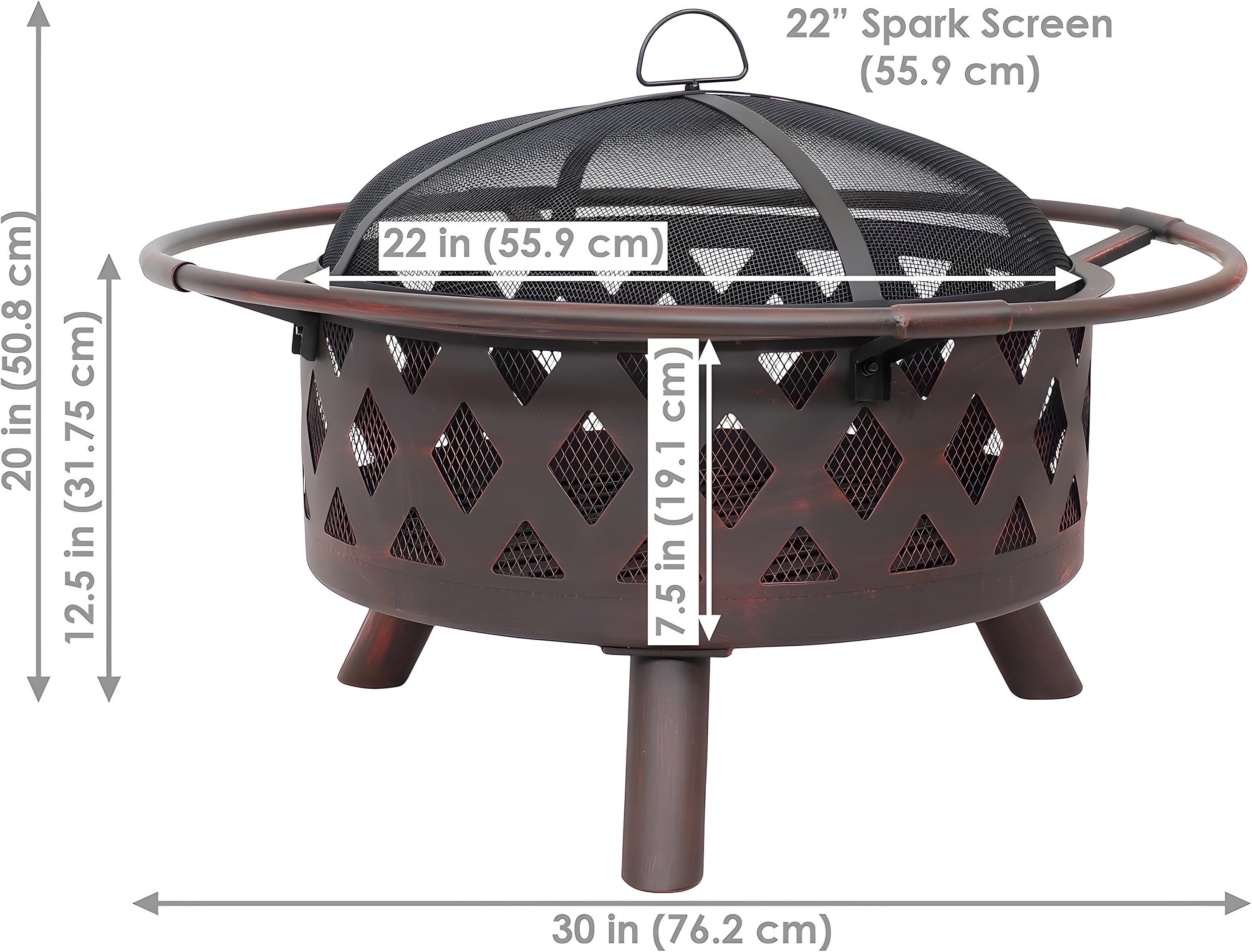Alcott Hill® Mast Round Wood-Burning Bronze Finish Crossweave Fire Pit with Screen and Poker