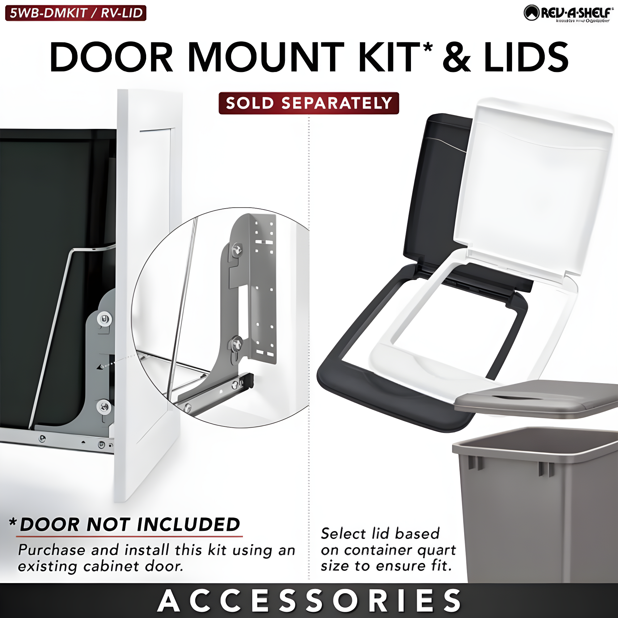 Rev-A-Shelf Double Pull Out Trash Can 27 Qt for Kitchen