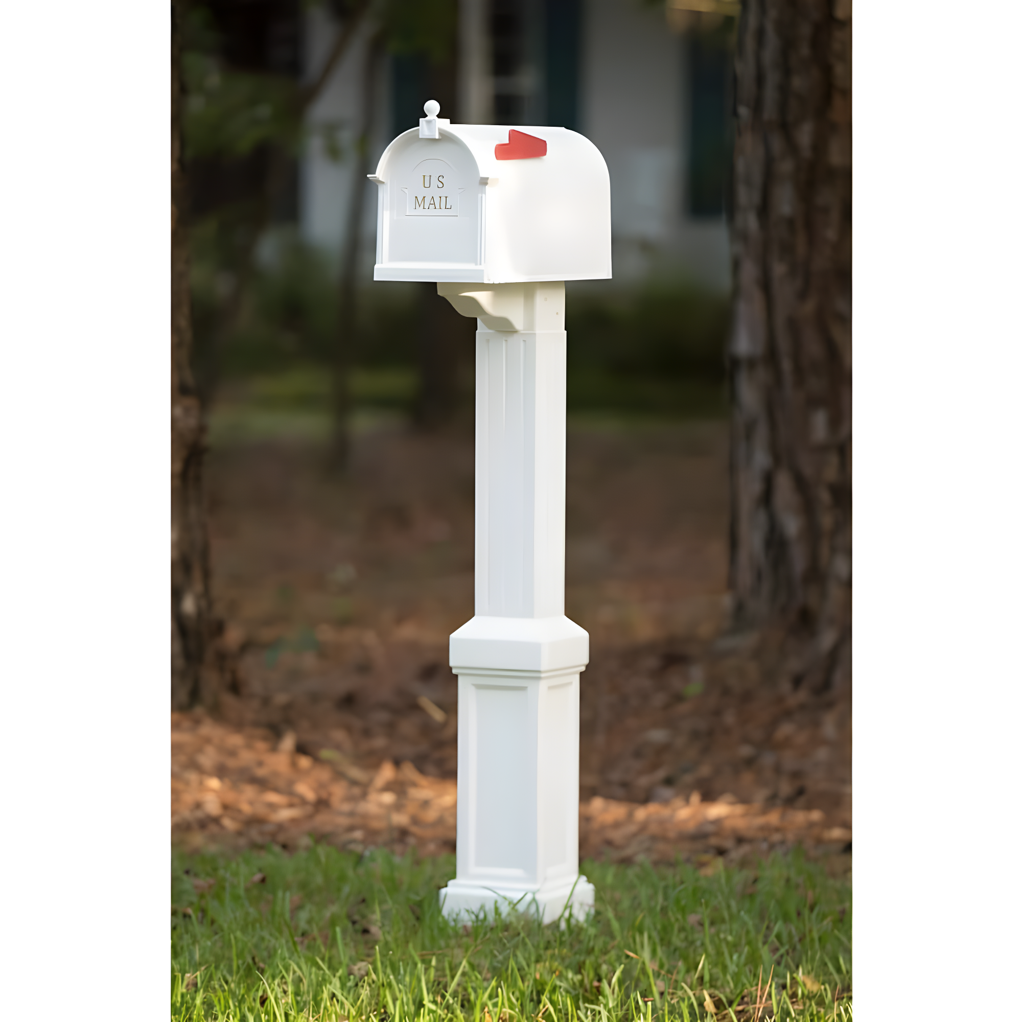 Large White Vinyl Post Mount Mailbox and Post Kit