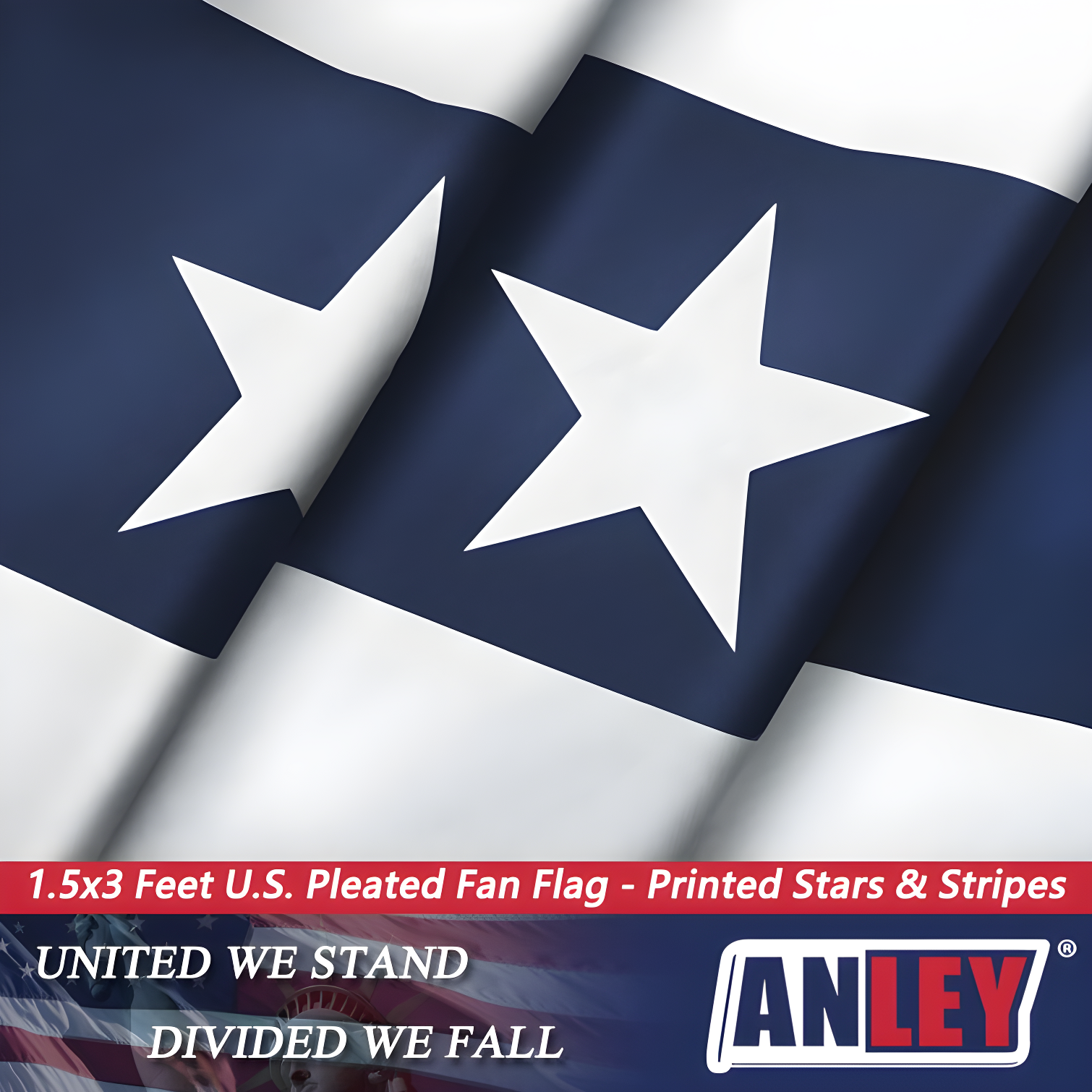 ANLEY USA Pleated Fan Flag, 1.5x3 ft American US Bunting Flag (Set of 2)