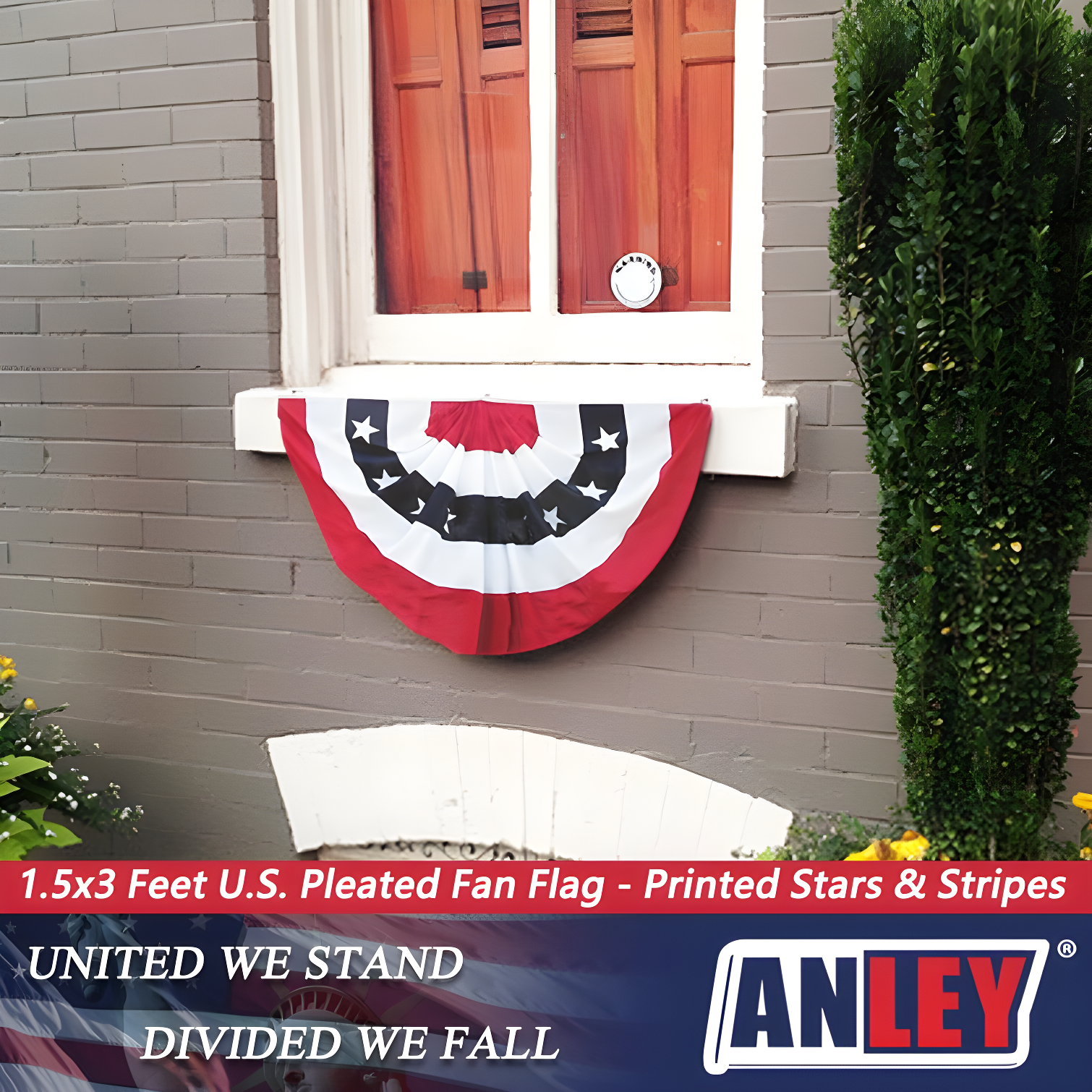 ANLEY USA Pleated Fan Flag, 1.5x3 ft American US Bunting Flag (Set of 2)