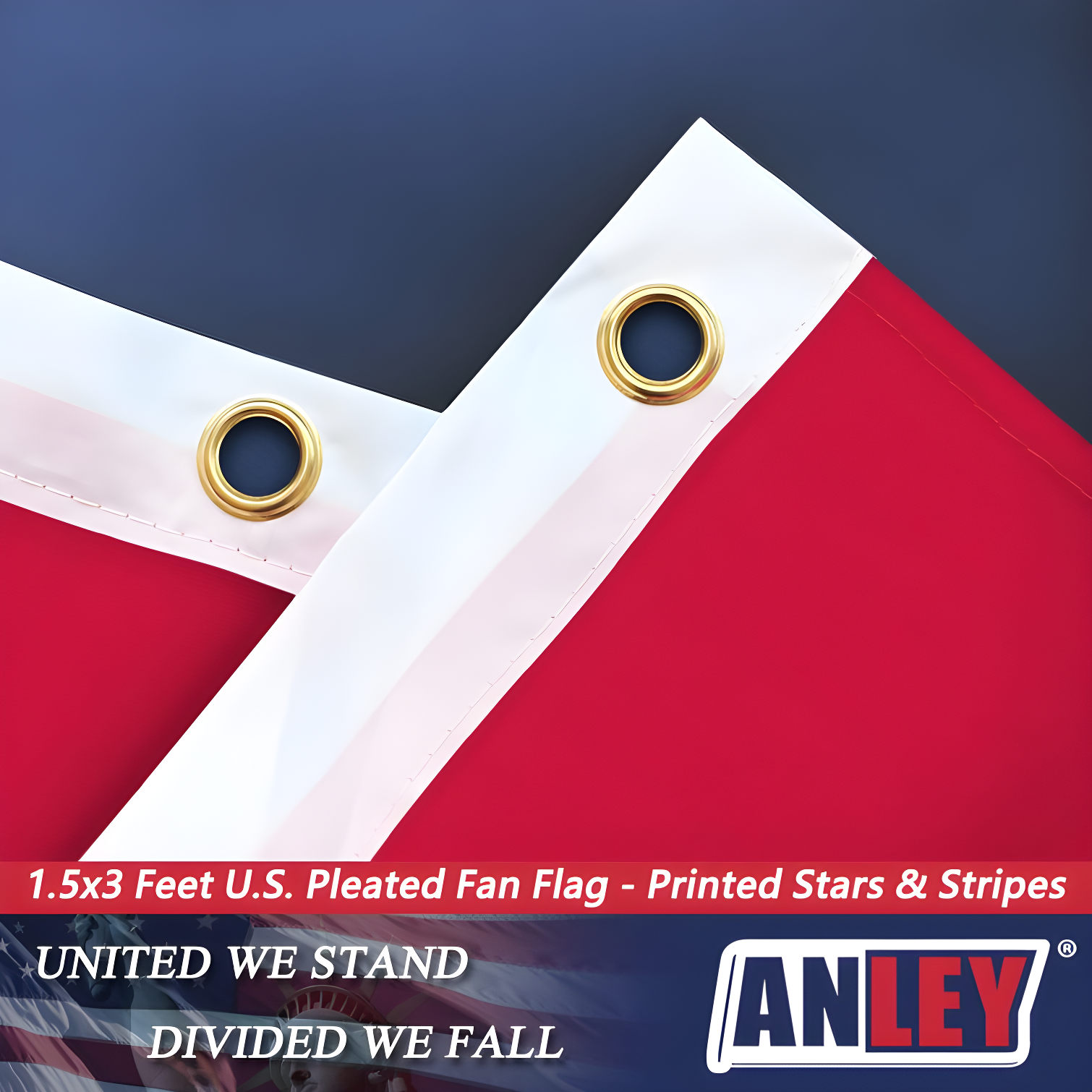 ANLEY USA Pleated Fan Flag, 1.5x3 ft American US Bunting Flag (Set of 2)
