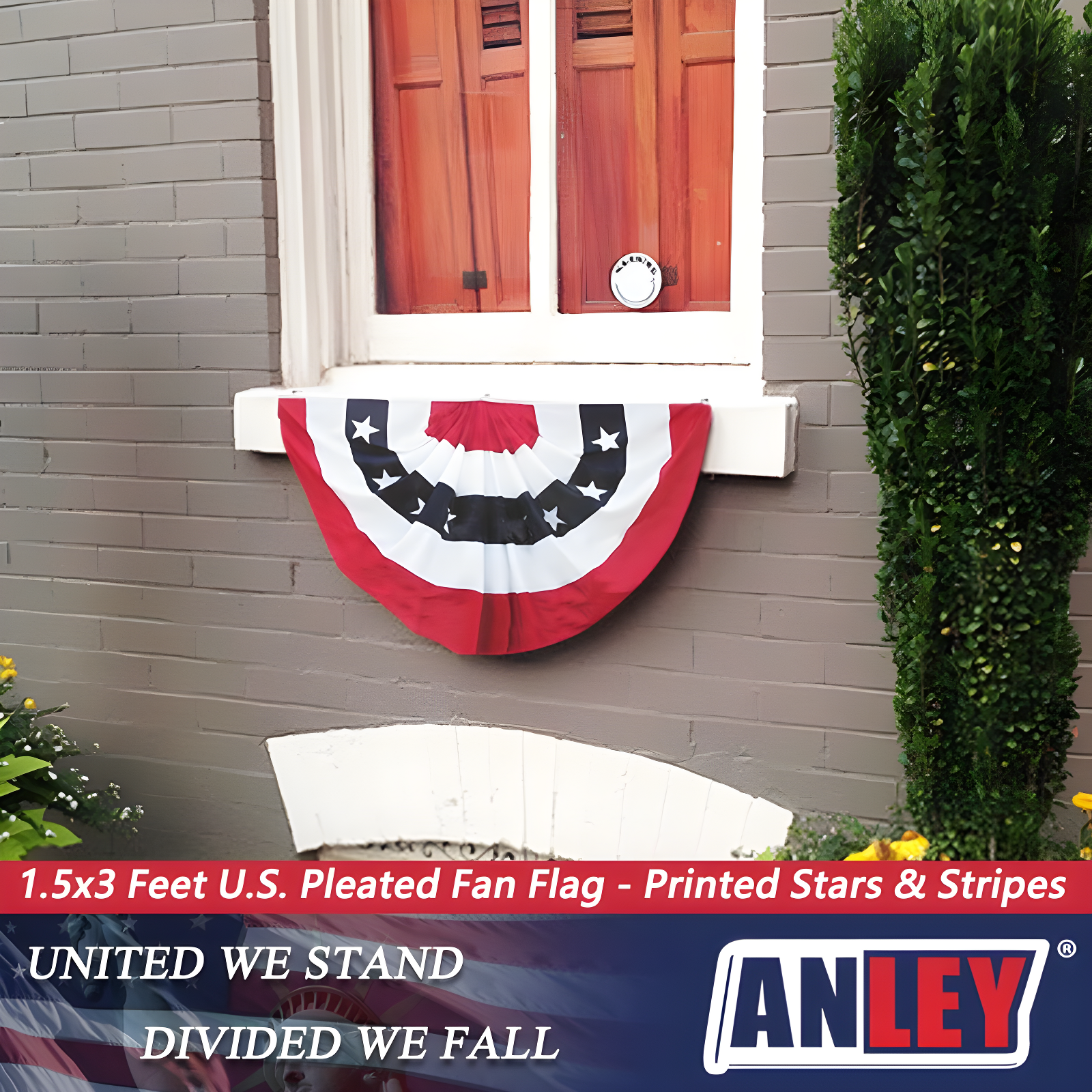 ANLEY USA Pleated Fan Flag, 1.5x3 ft American US Bunting Flag (Set of 2)