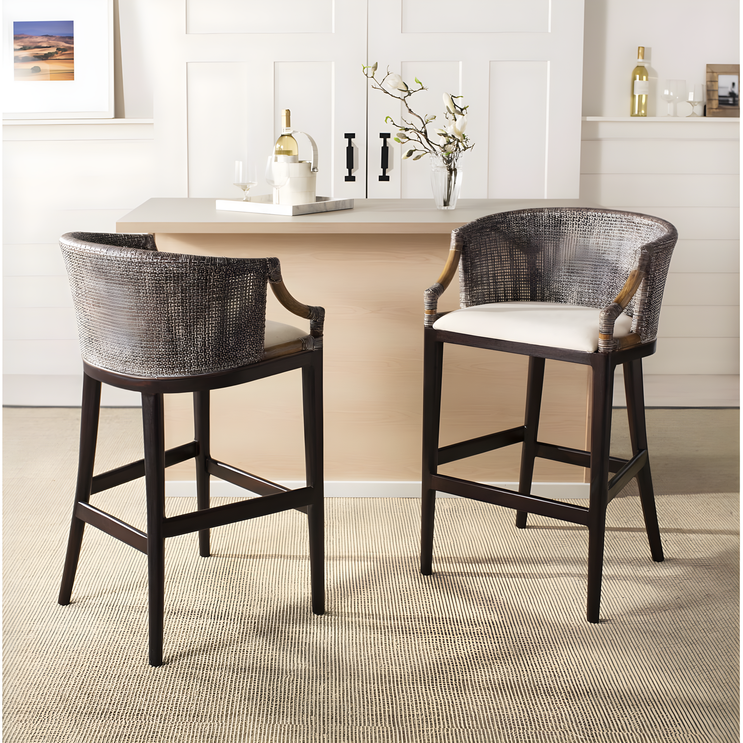 Brando Bar Stool - Brown/White - Safavieh