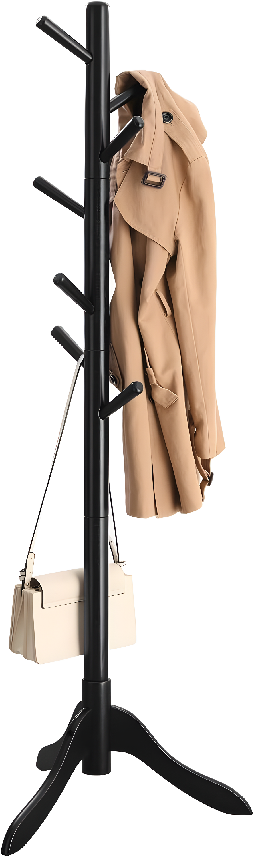 Coat Rack Free Standing, Coat Stand, Hall Coat Tree with 8 Hooks, Black