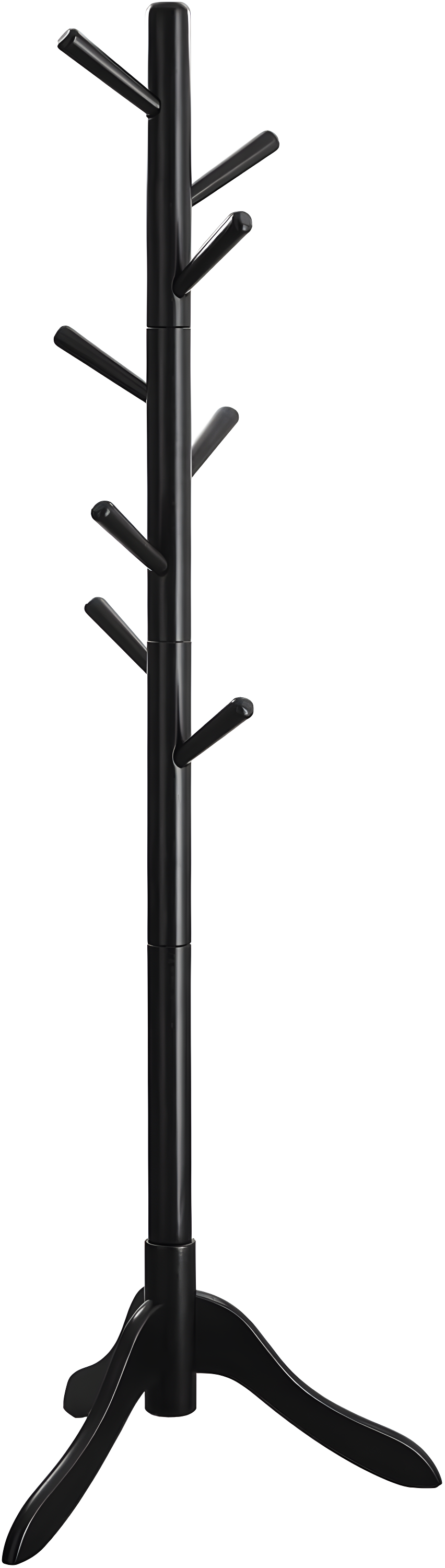 Coat Rack Free Standing, Coat Stand, Hall Coat Tree with 8 Hooks, Black