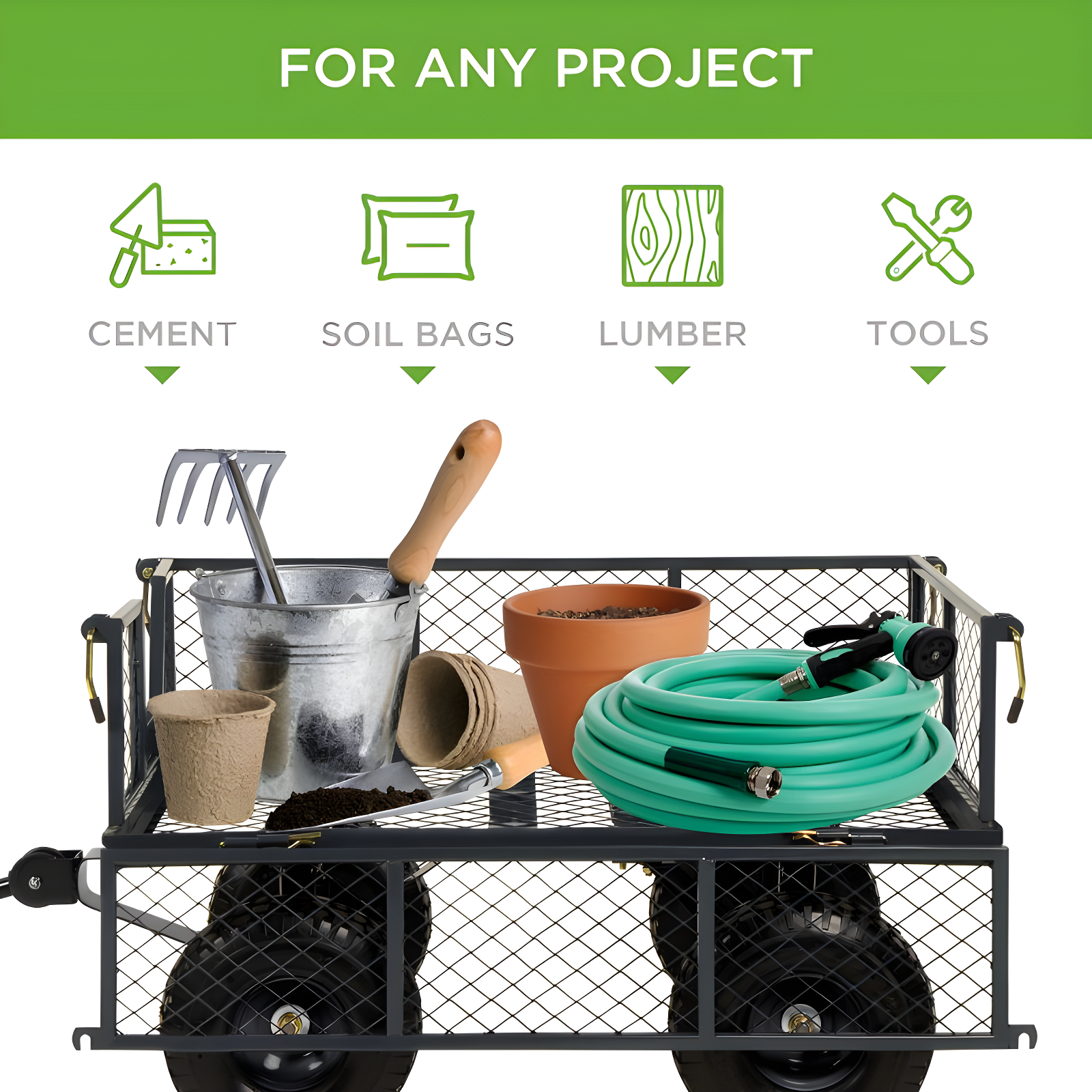 Best Choice Products Heavy-Duty Steel Garden Wagon Lawn Utility Cart w/ 400lb Capacity, Removable Sides, Handle - Gray
