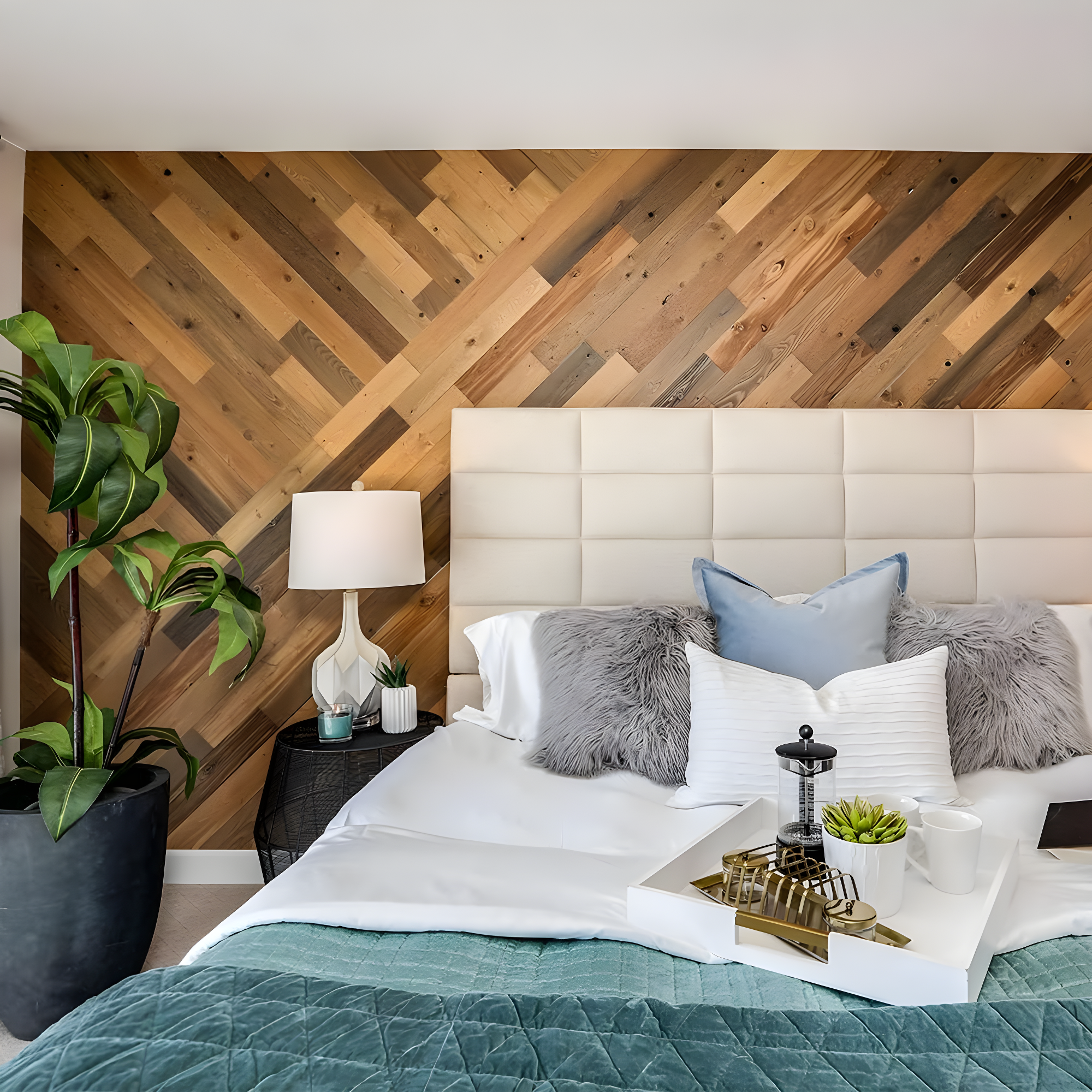 Timberchic River Reclaimed Wooden Wall planks - Simple Peel & Stick Wall Covering Application for DIY Accent Wall & Home Improvement - Modern, Premium Wall Paneling