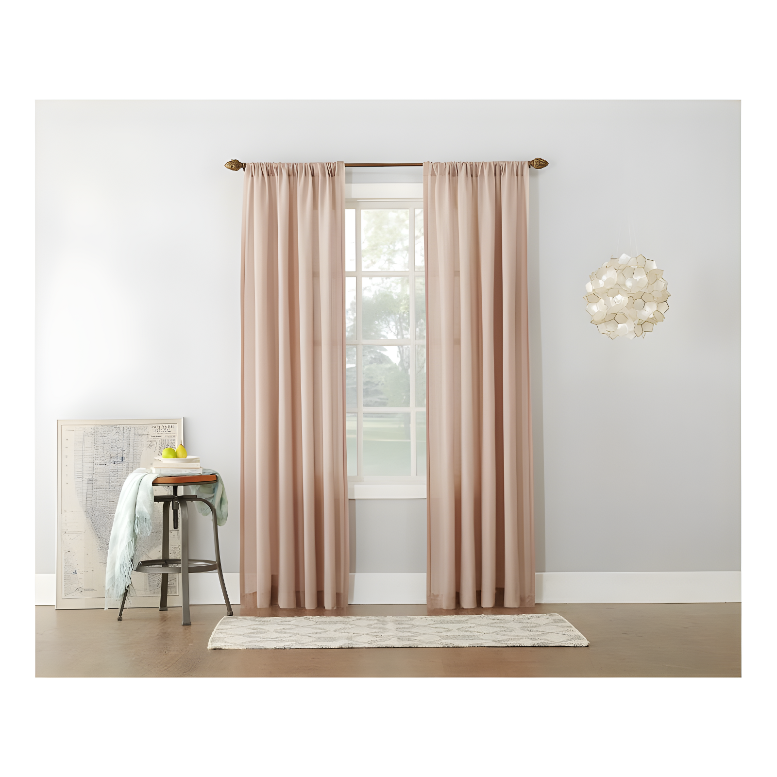 54"x63" No. 918 Light Filtering Semi-Sheer Amalfi Rod Pocket Curtain Panel Blush: Linen Sheer Curtain Panels, Modern Decor