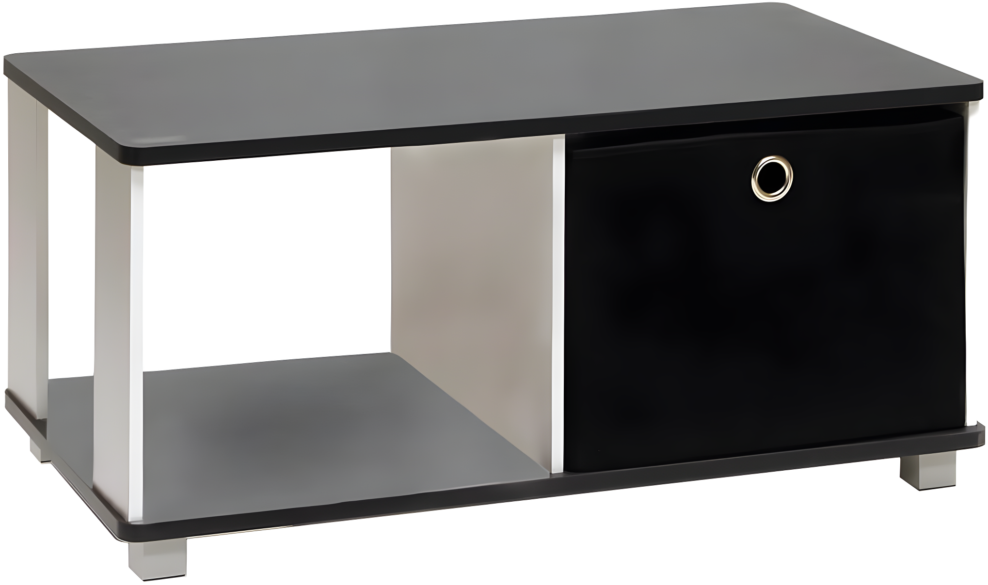 Furinno 99954BK/BK Coffee Table with Bin Drawer, Black